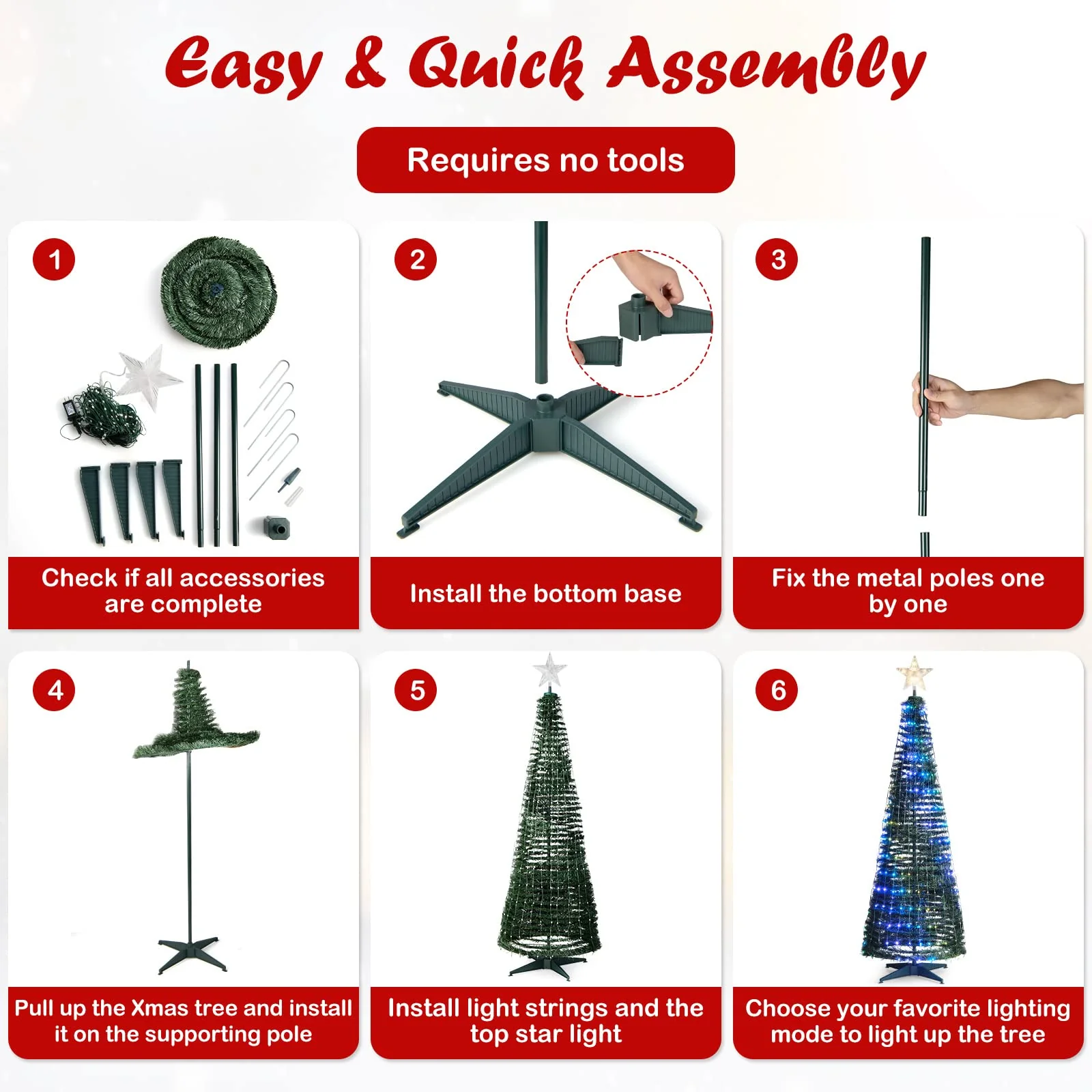 Tangkula 6.2FT Pop-Up  Christmas Tree with 282 LED Lights