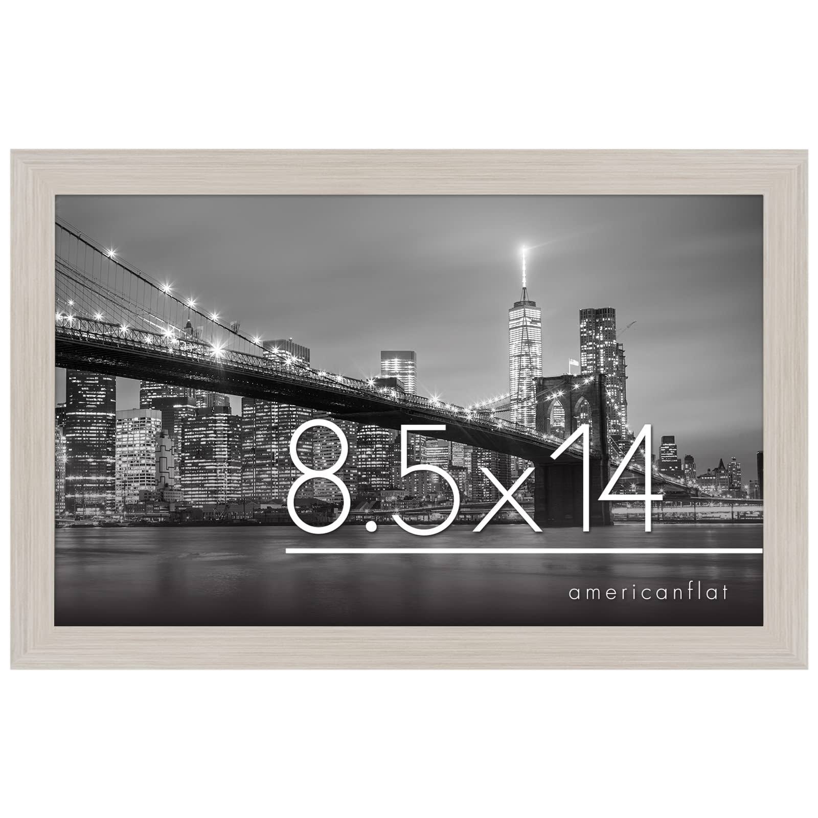 Americanflat 8.5x14 Picture Frame in Light Wood - Engineered Wood with Shatter Resistant Glass - Horizontal and Vertical Formats for Wall
