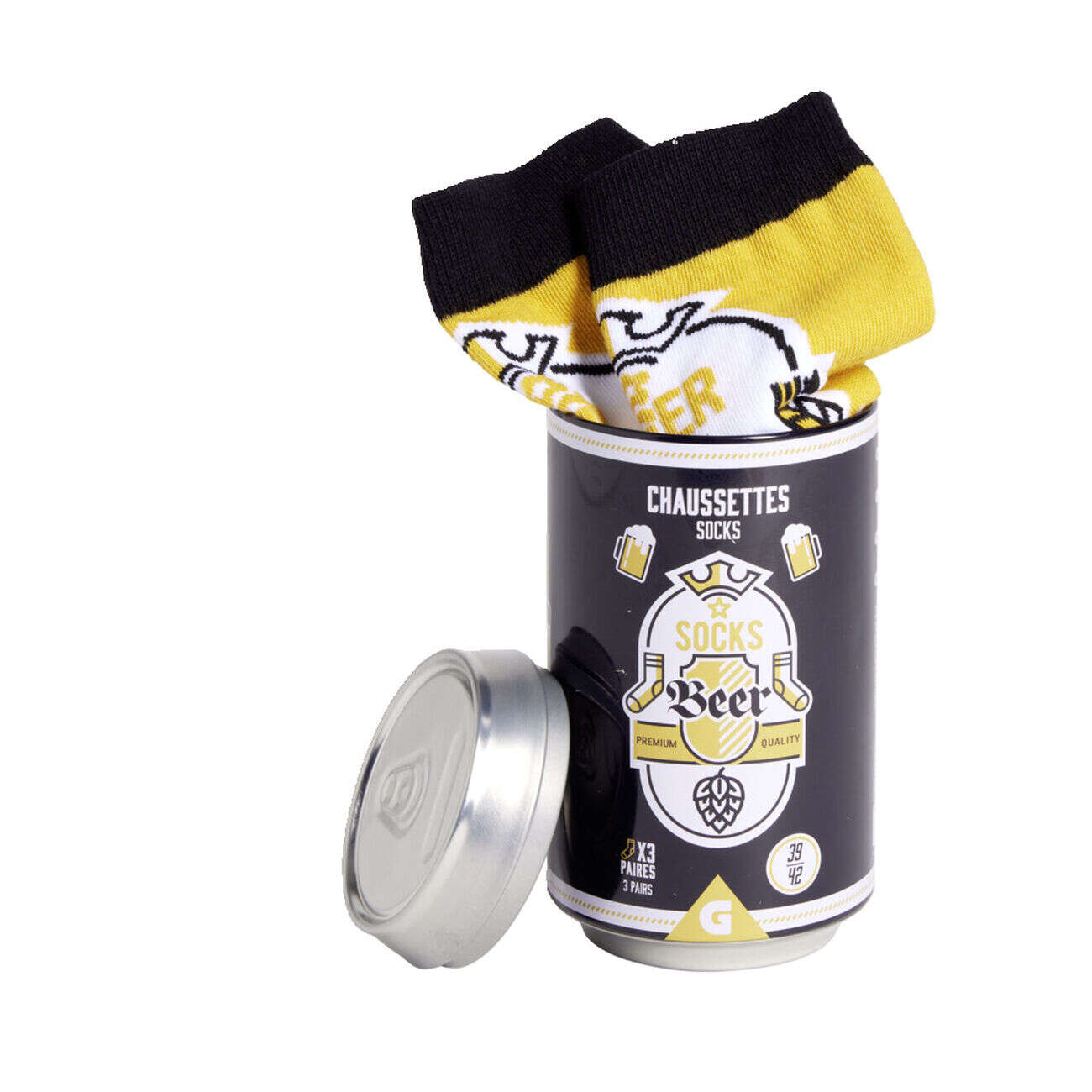Lot de 3 paires de chaussettes mixtes design bière 39/42