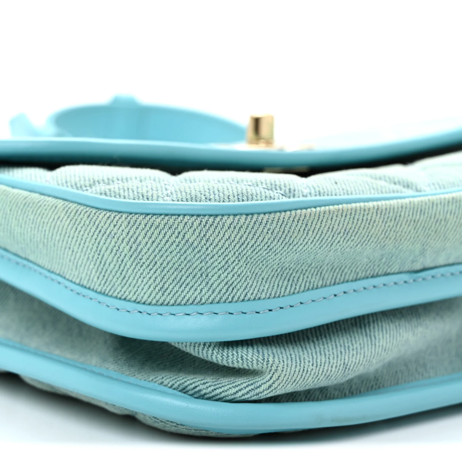 Denim Quilted Small Messenger Flap Neon Blue