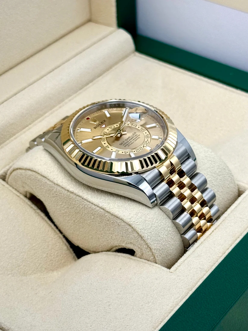 [Super Clone]RLX  Sky-Dweller 42mm Two-Tone Yellow Gold Champagne Dial Jubilee - 336933 - New 2025