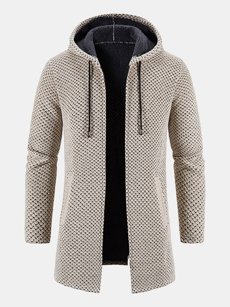 Pull à capuche texturé long