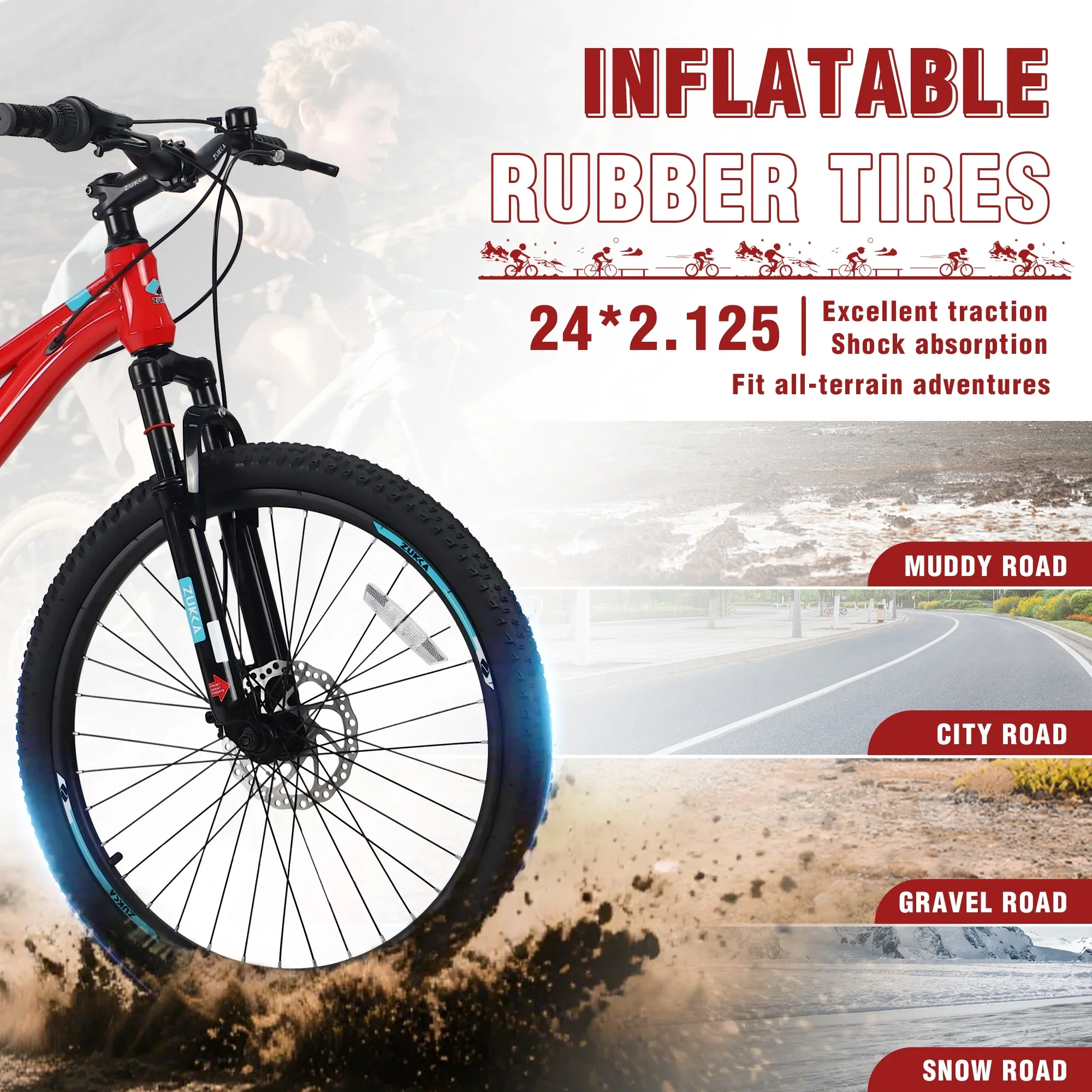 24“/26 Mountain Bike for Women - 21-Speed, Dual Disc Brakes, Front Suspension, All-Terrain Tires, 85% Pre-Assembled Carbon Steel Frame Bicycle