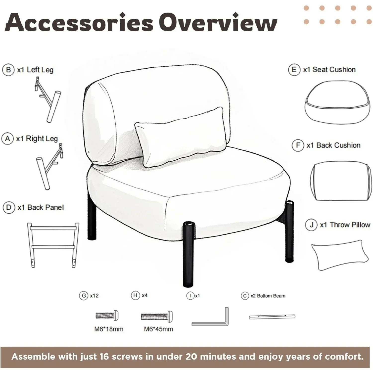 AECOJOY Mid Century Modern Accent Chair, Extra Large Teddy Upholstered Lounge Chair with Pillow