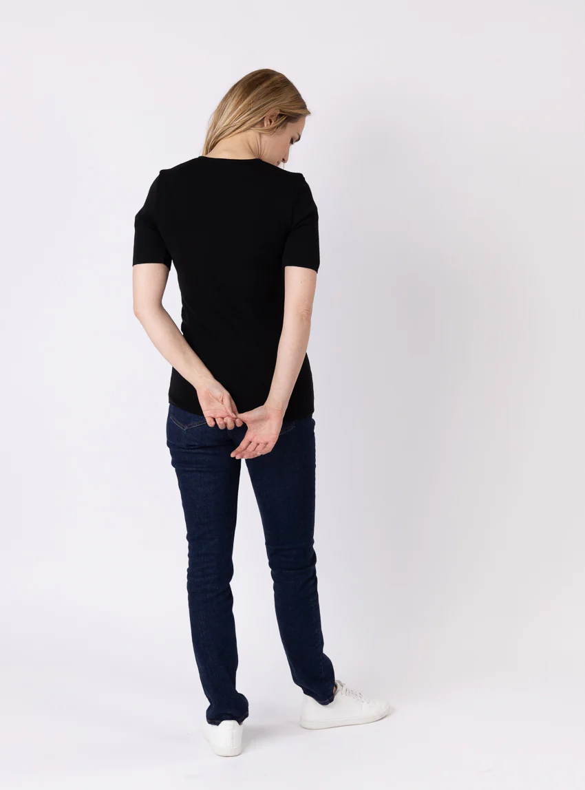 Tee-shirt thermique femme en laine merinos noir
