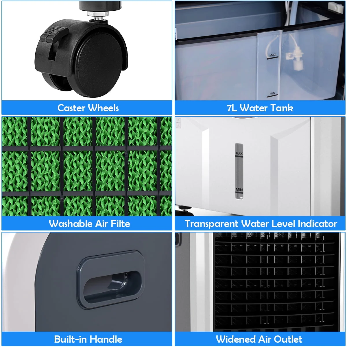 Costway Portable Air Cooler Fan Heater Humidifier with Washable Filter Remote Control Image 9