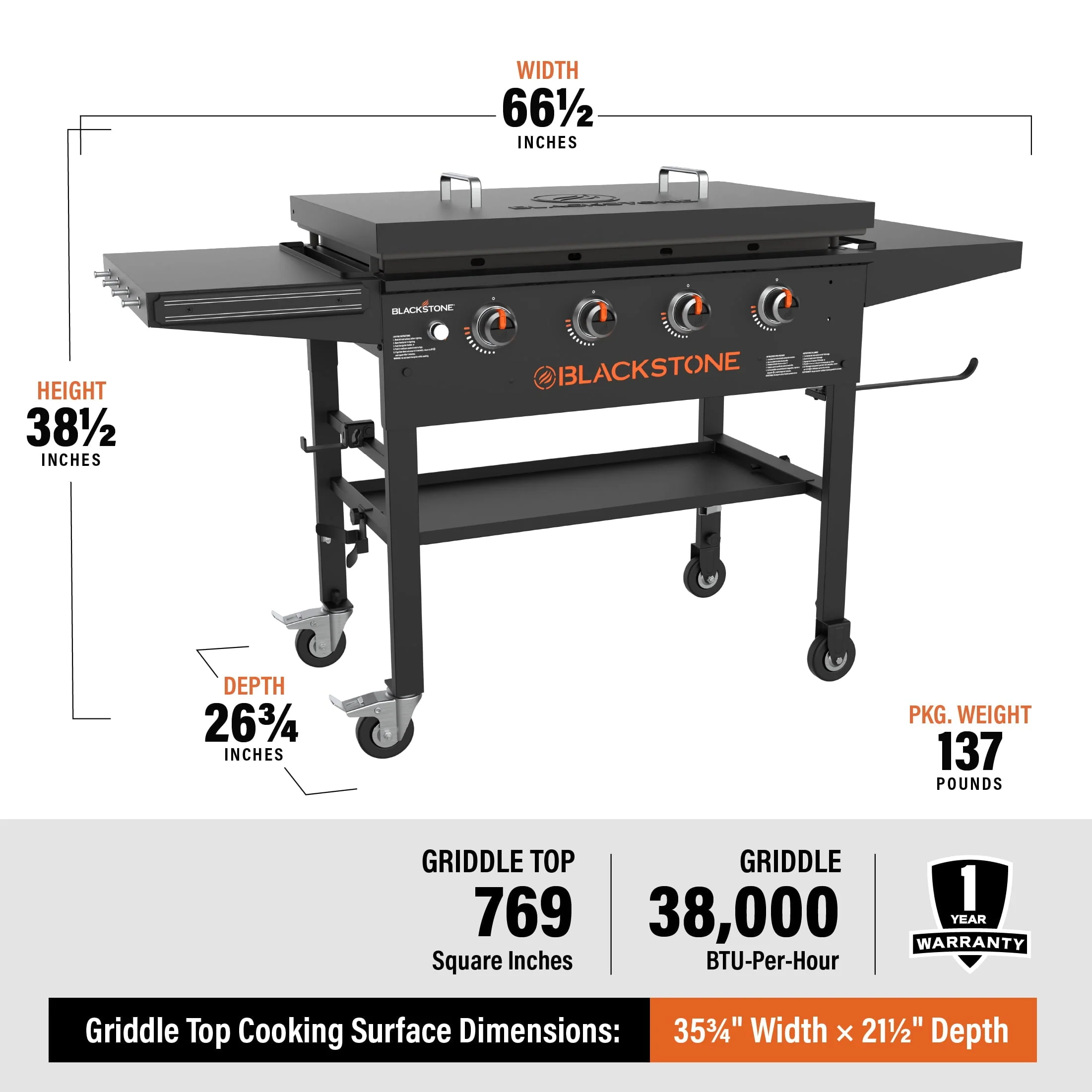 4 Burner 36" Griddle Cooking Station with Hard Cover Image 3