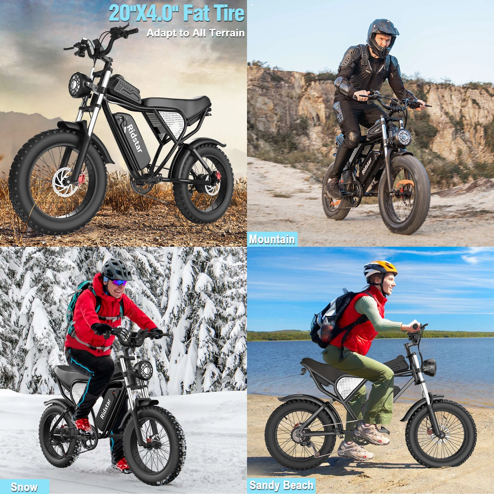 Electric Bike for Adults Q20,1200W 30MPH,48V 15.6Ah Electric Bicycle,7 Speed Full Suspension Mountain Bike UL2849(20''-1200W 48V15.6AH-30MPH) - Image 10