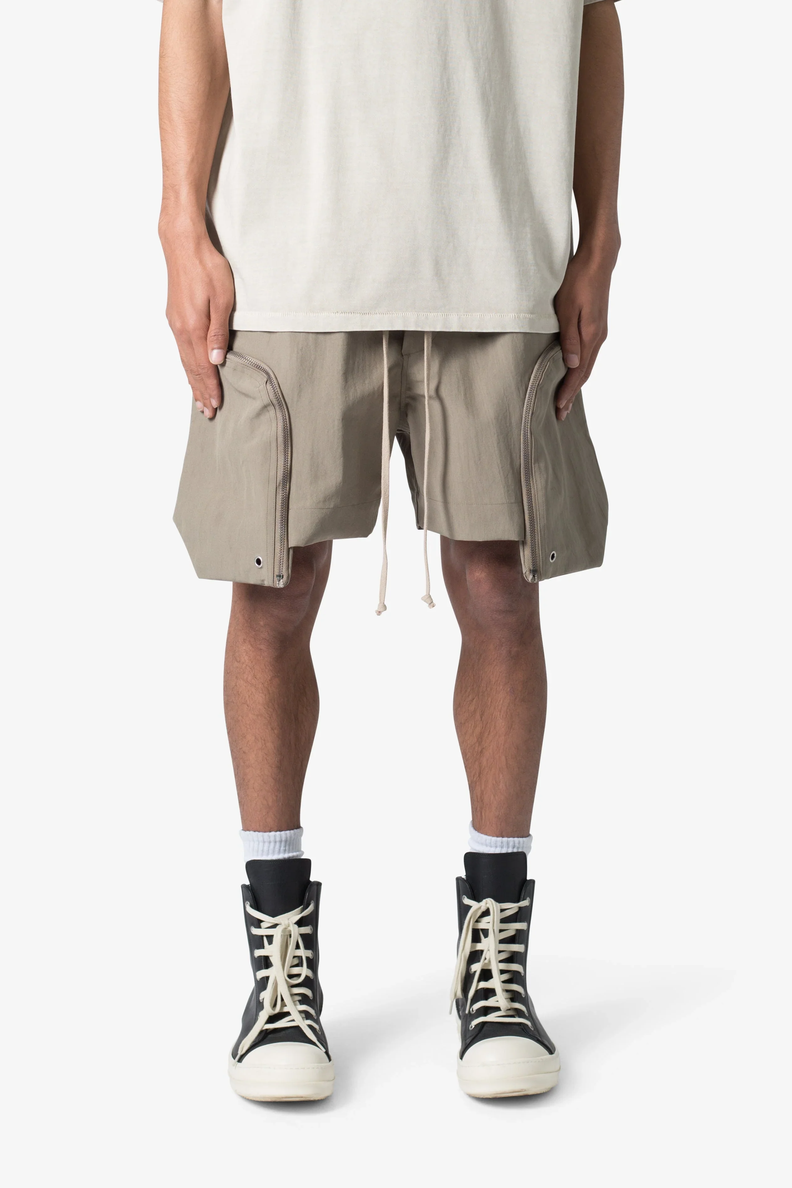Front Pocket Geo Shorts - Olive