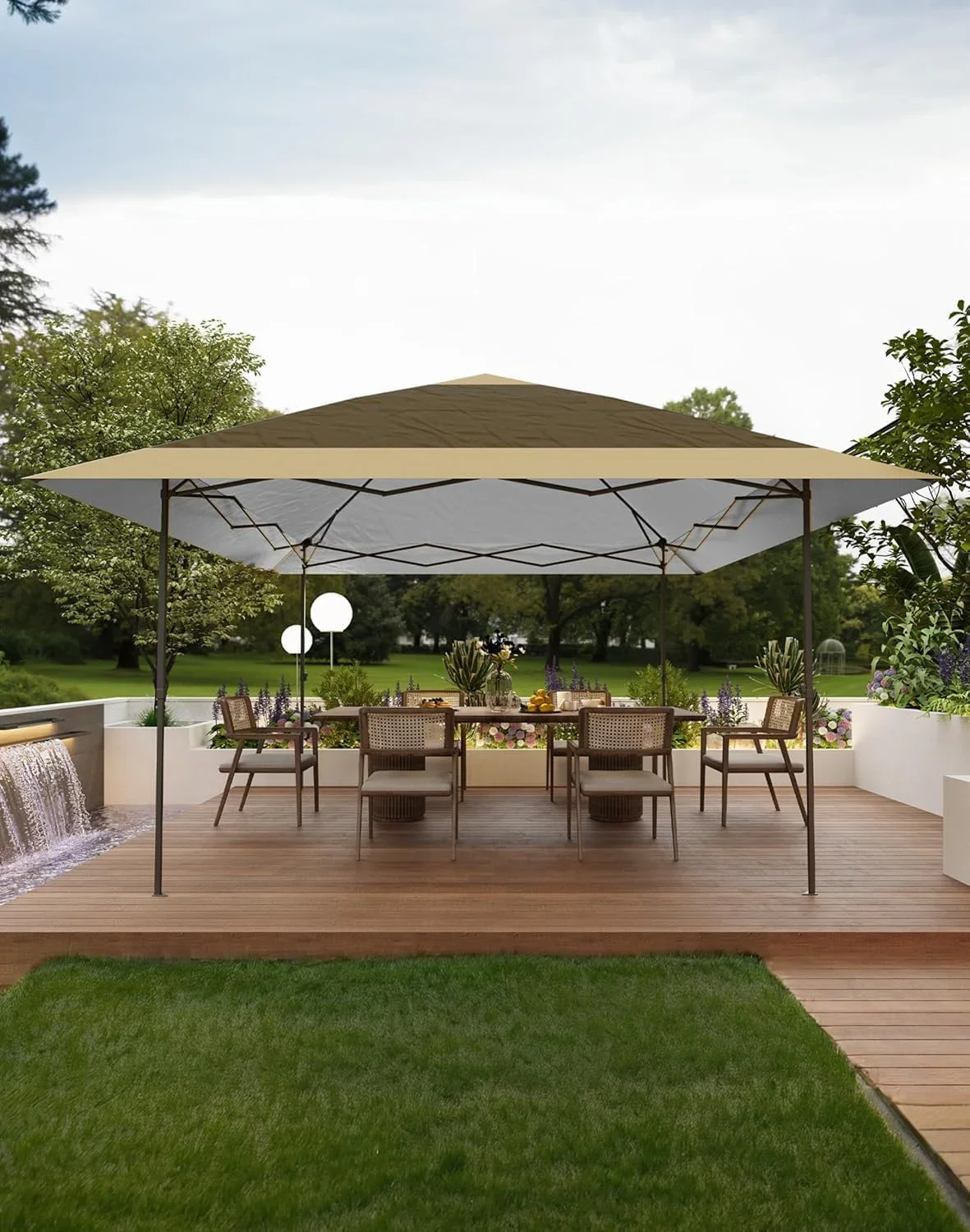 12x12 Pop Up Ga-zebo Outdoor Canopy Shelter with 4 Stanbags, 8 Stakes Instant Gazebo Tent for Lawn, Garden, Backyard Deck