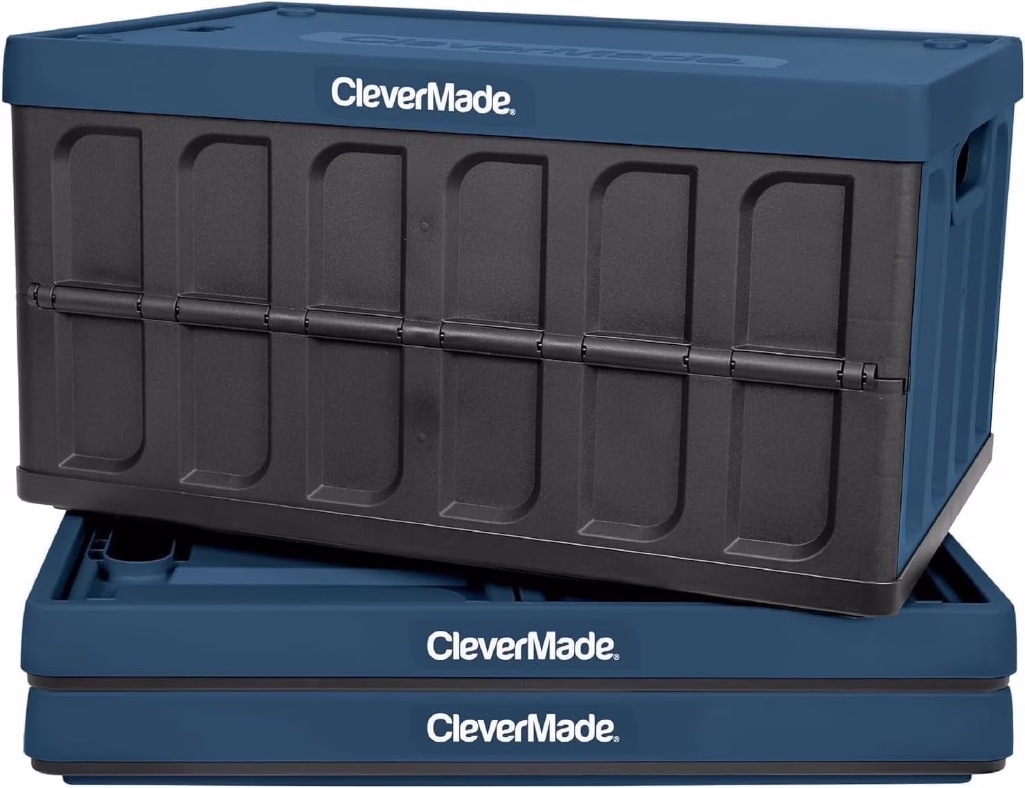 3 Pack Stackable Collapsible Storage Bin with Lids 16 Gal Ocean(Ocean/3/62 L)