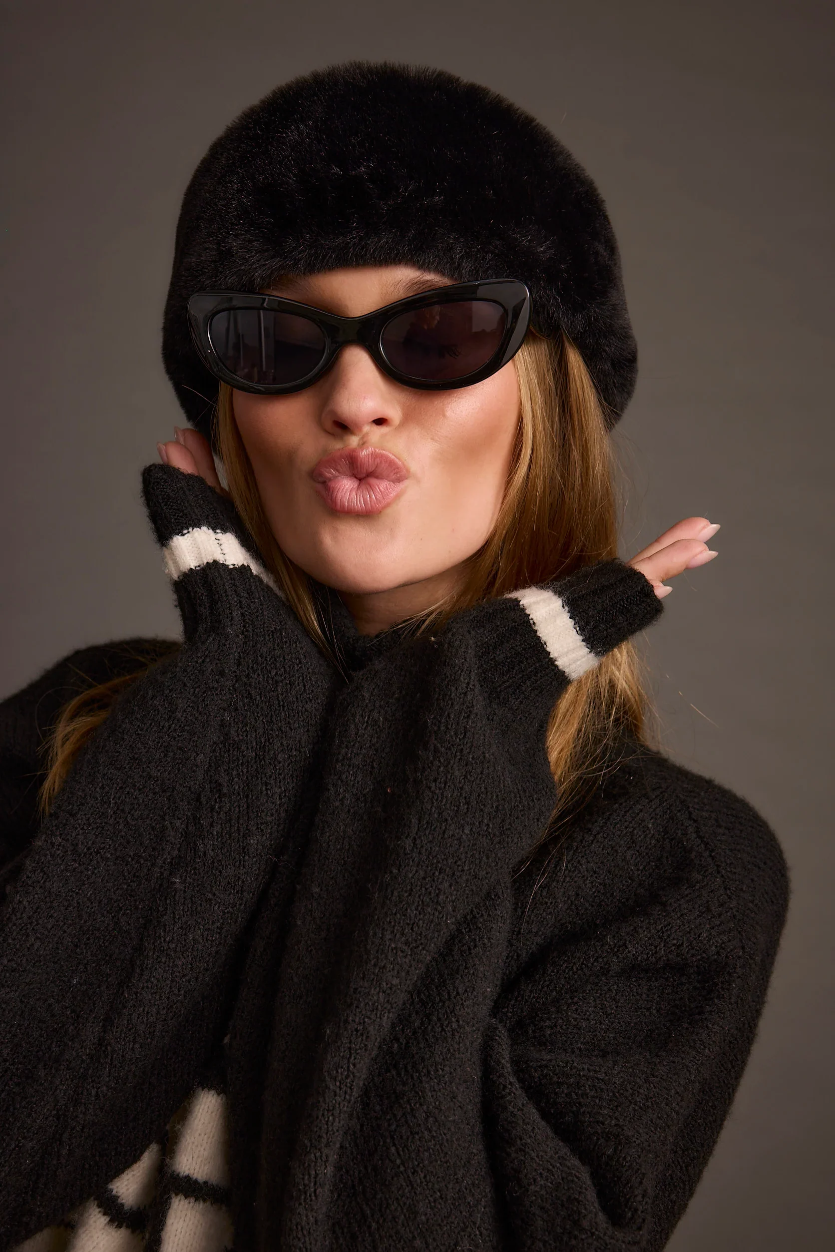 Chalet Black Faux Fur Headband