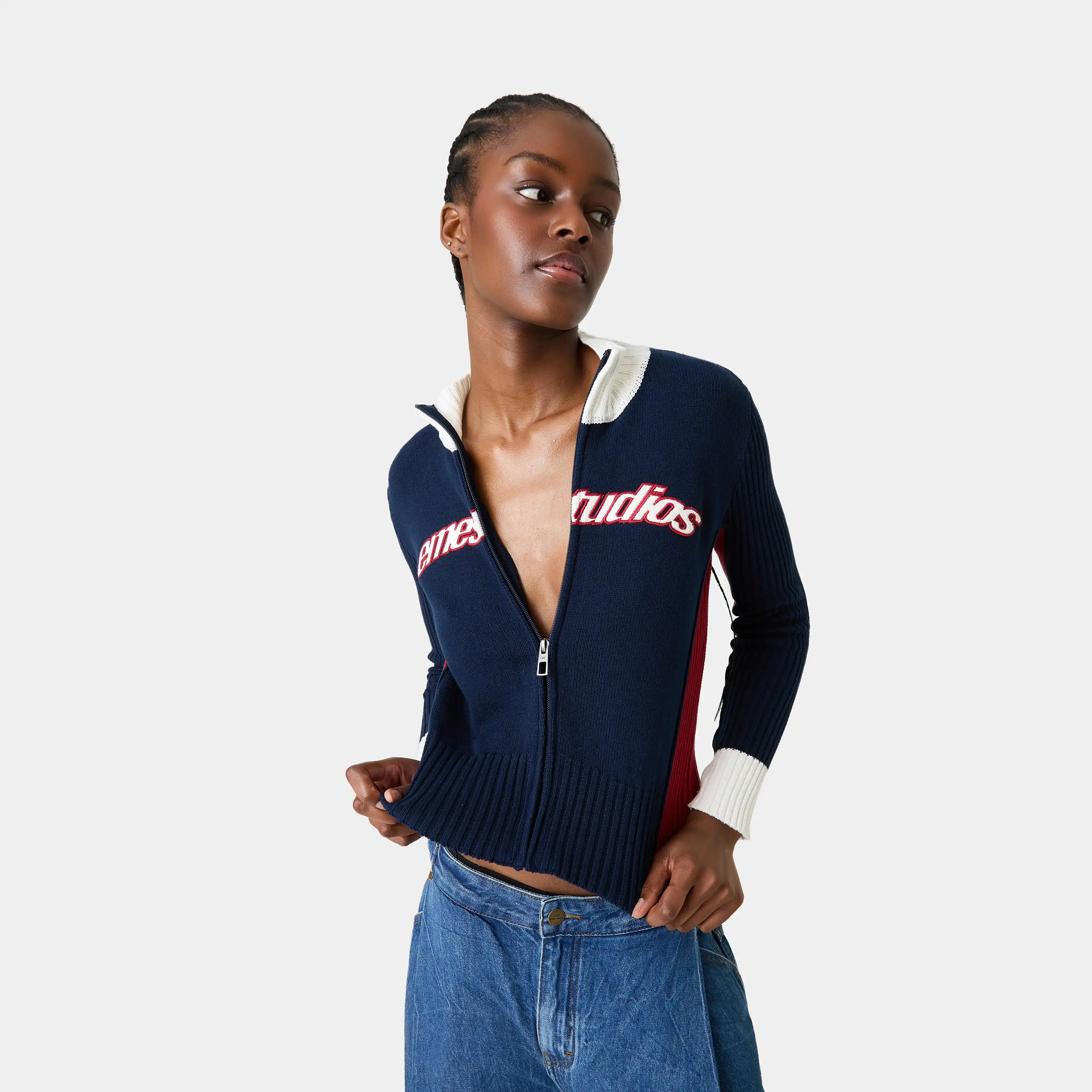 Betty Navy Zipper Knit