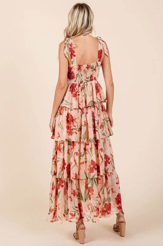 Sophie Paris | Robe longue d'été à col cœur superposée à fleurs