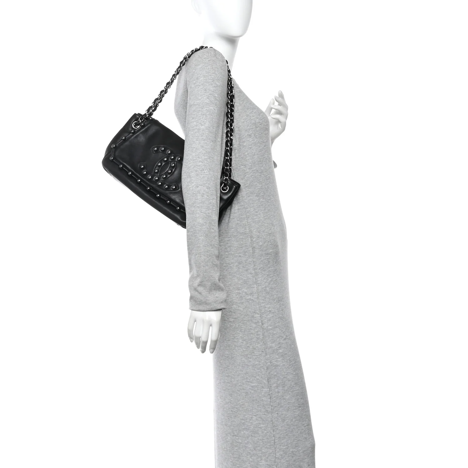 Lambskin Pearl Obsession Flap Black