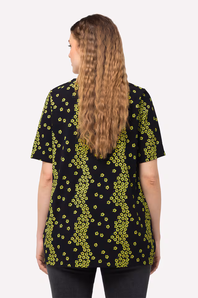 Floral Print Short Sleeve V-Neck Tee
