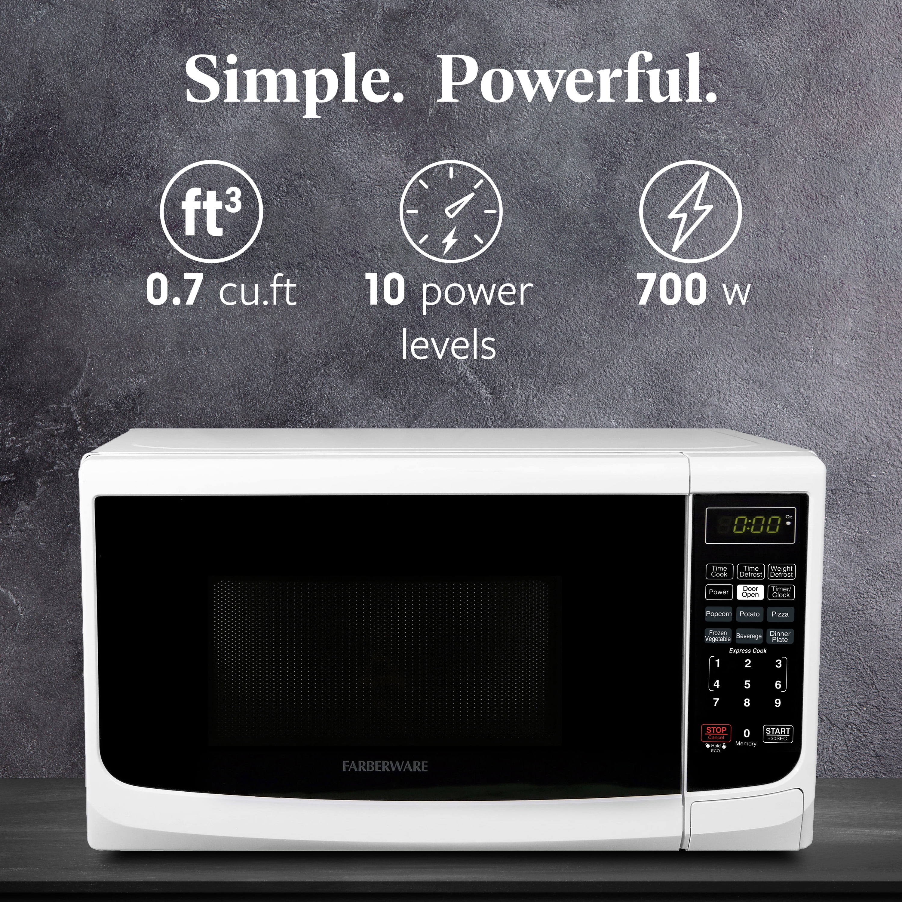 Countertop Microwave Oven with LED Lighting Child Lock, 0.7 Cu Ft Black(Black) - Image 10