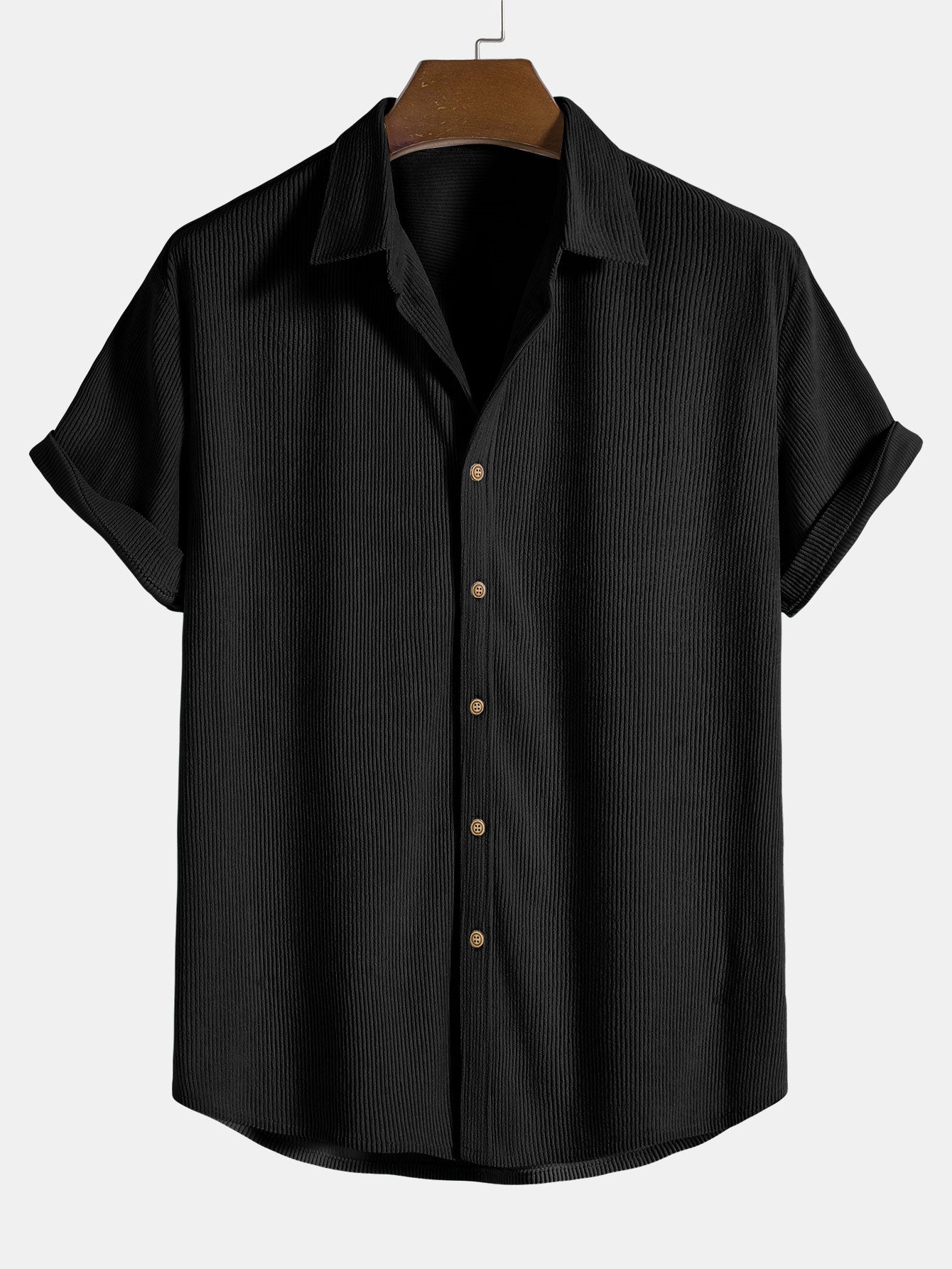 Chemise à manches courtes en velours côtelé boutonnée