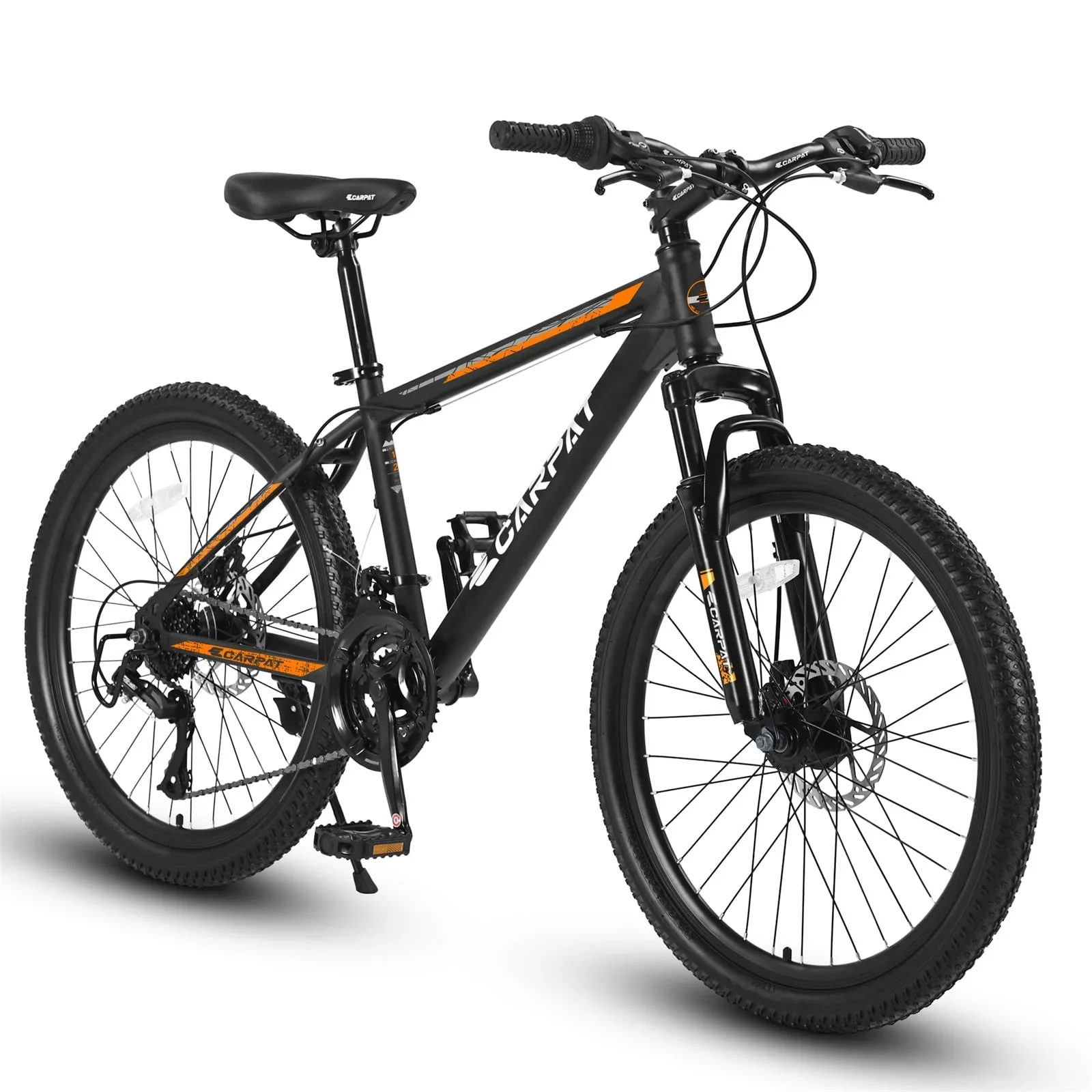 26 Mountain Bike for Adult, 21 Speed MTB with High-carbon Steel Frame, Orange