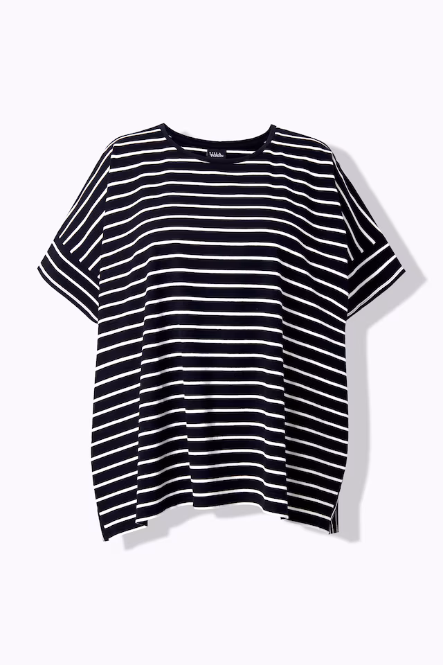 Striped Oversized Cap Sleeve Tee