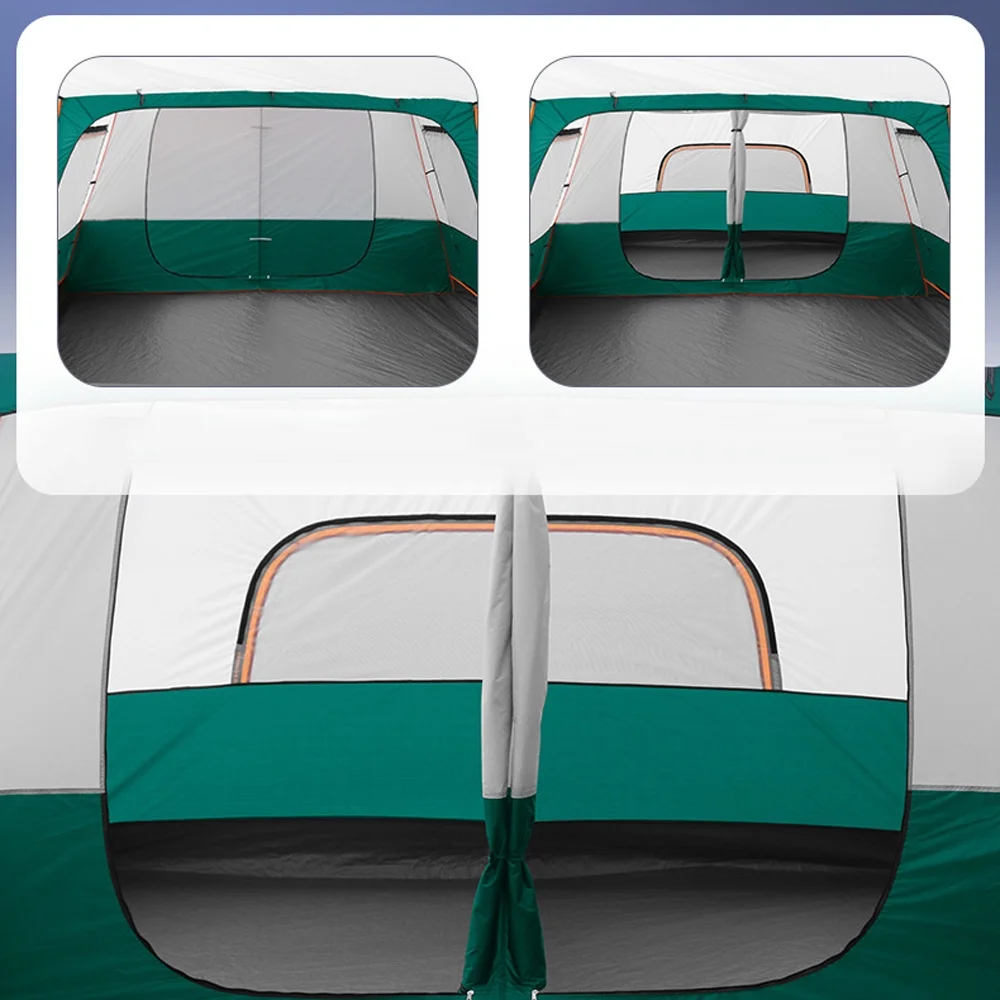 12-Person Family Cabin Tent with Divided Curtains(Dark Green) - Image 8