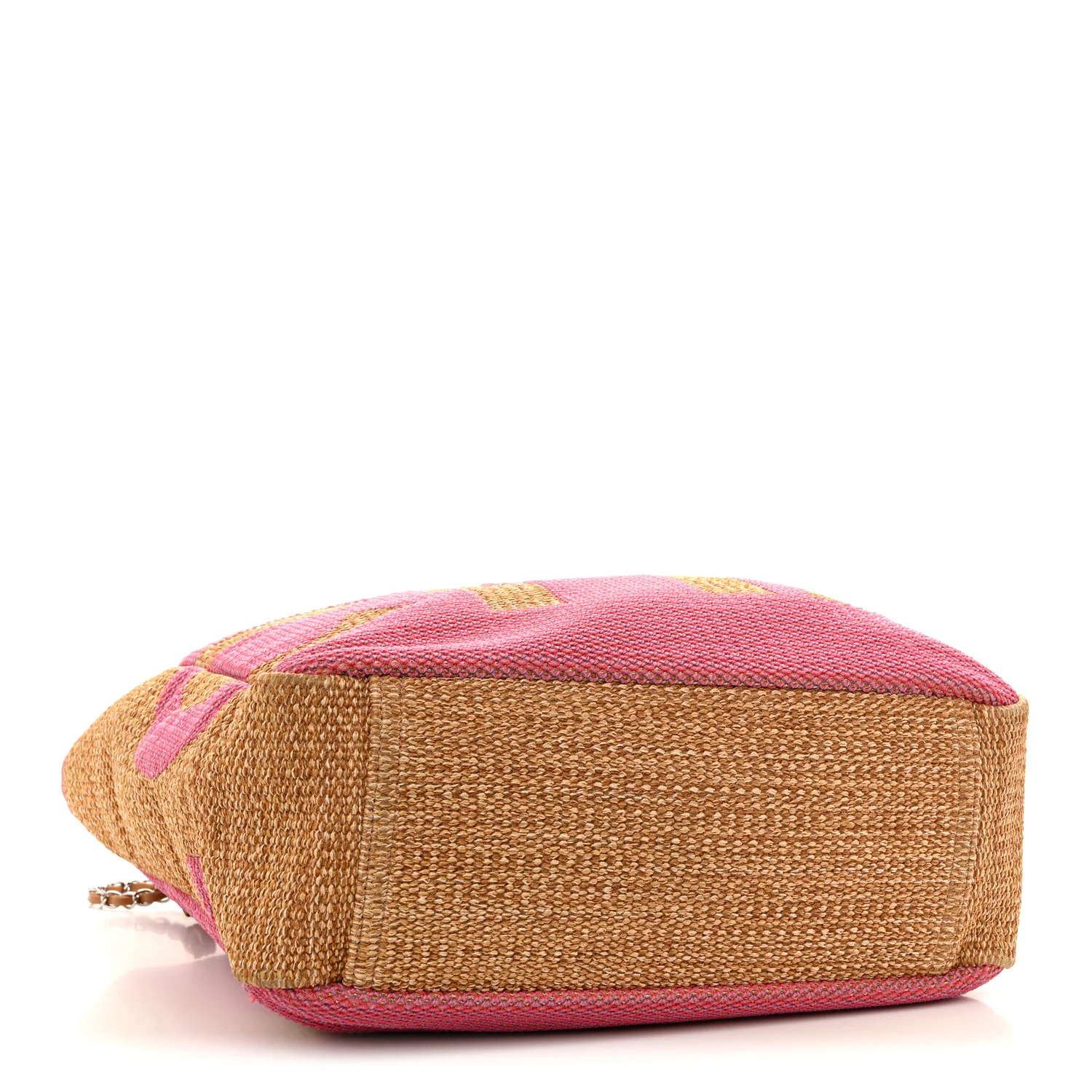 Mixed Fibers Large Shopping Bag Pink Beige