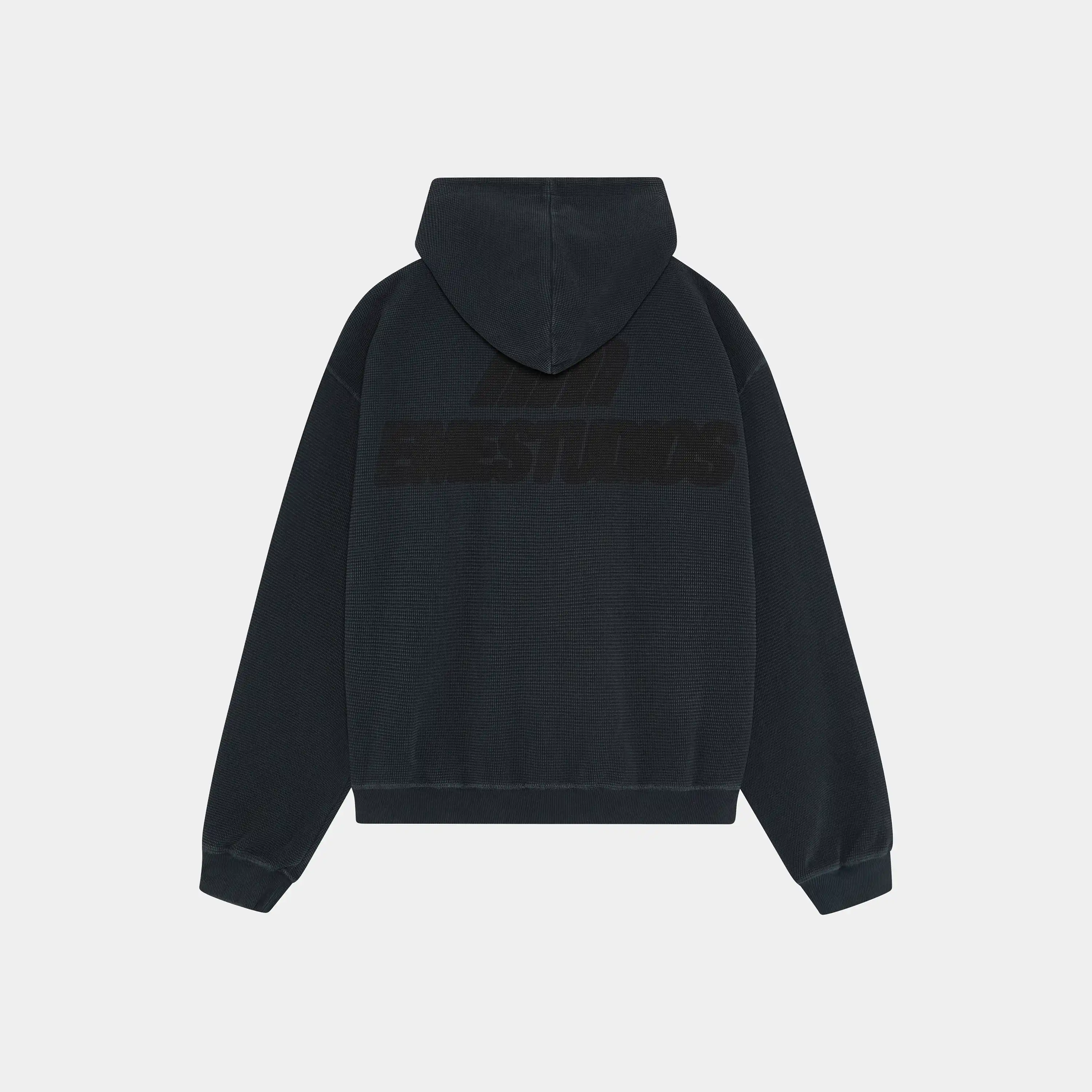 Waffle Navy Croped Boxy Full Zip