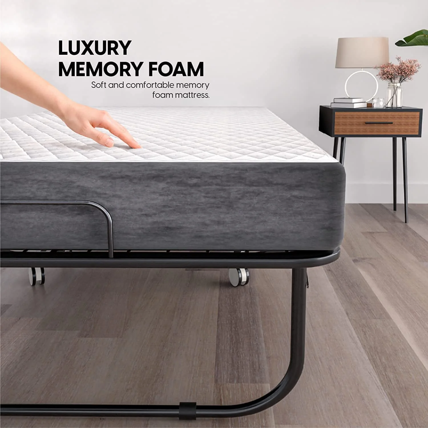 Folding Bed with Mattress 75x31 Cot Size Bed Frame Portable Foldable Roll Away Adult Bed for Guest 5-inch Thick Memory Foam Cot Mattress Space Saving Fold Up Bed for Easy Storage - Image 5
