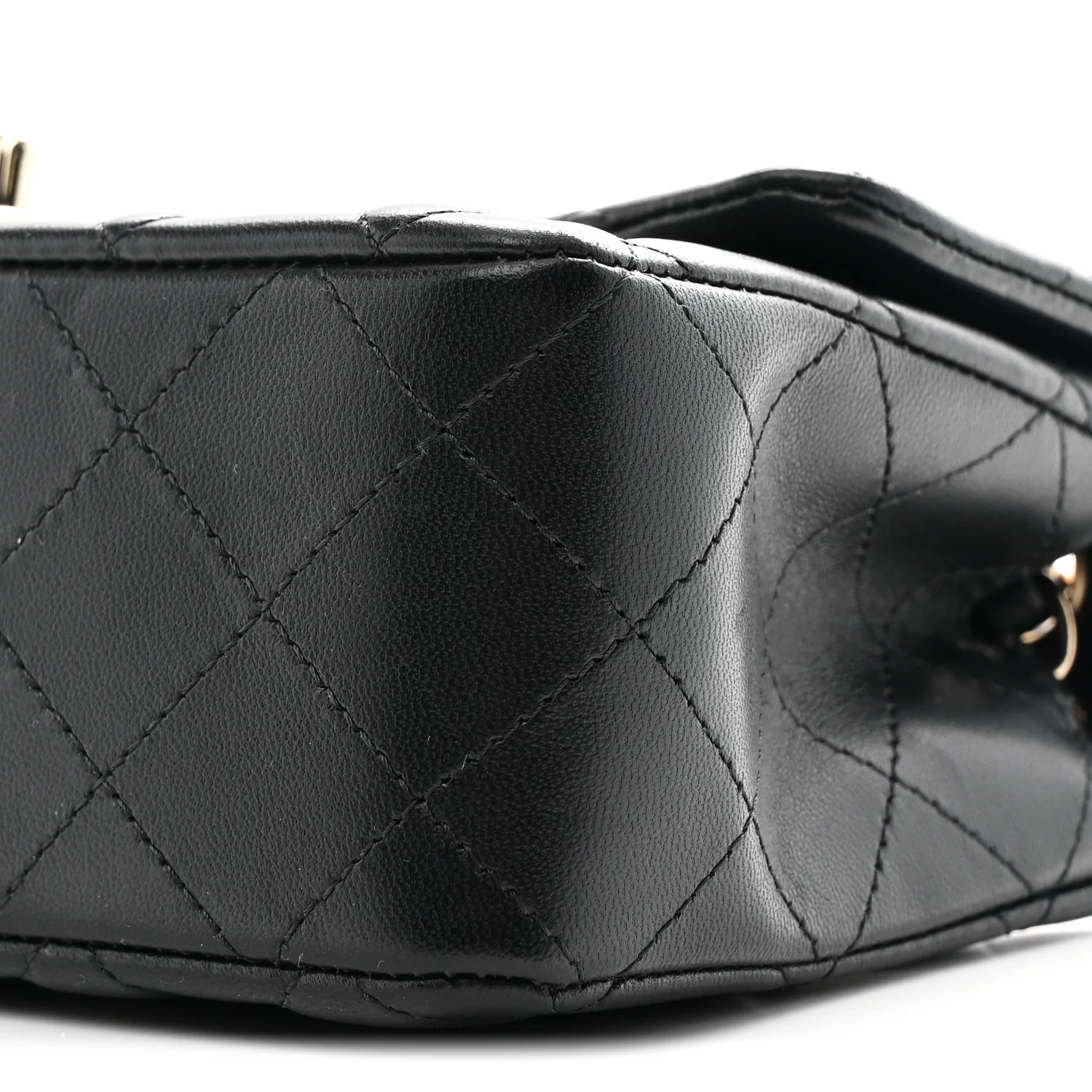 Lambskin Quilted Mini Rectangular Flap Black
