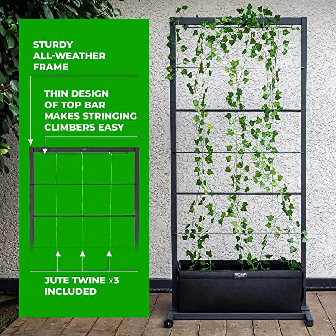 Outland Living Trellis Garden 31.3�?x 66�?Black Powder Coated Steel Vertical Trellis