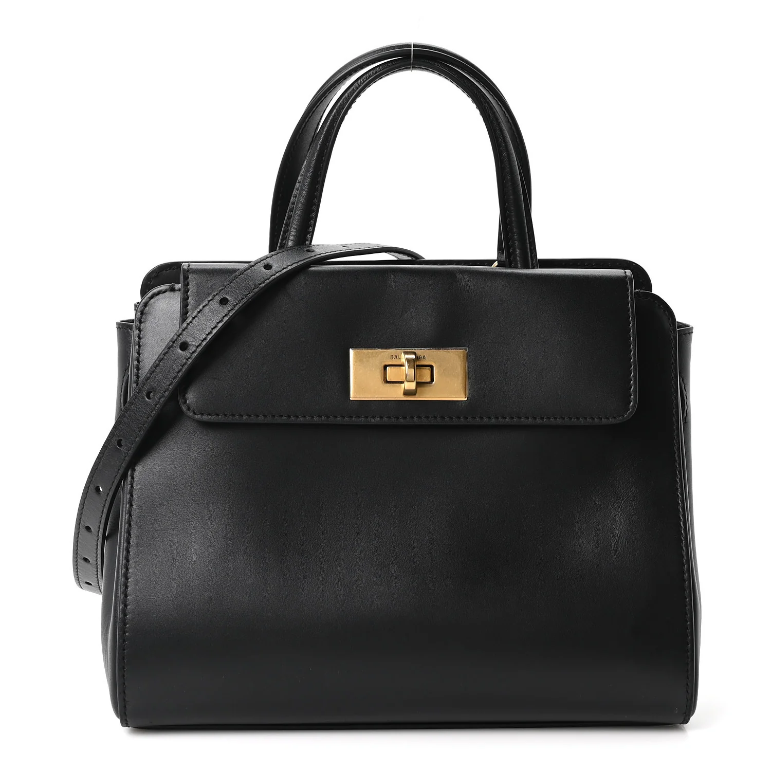 Shiny Box Calfskin Small Money Tote Black