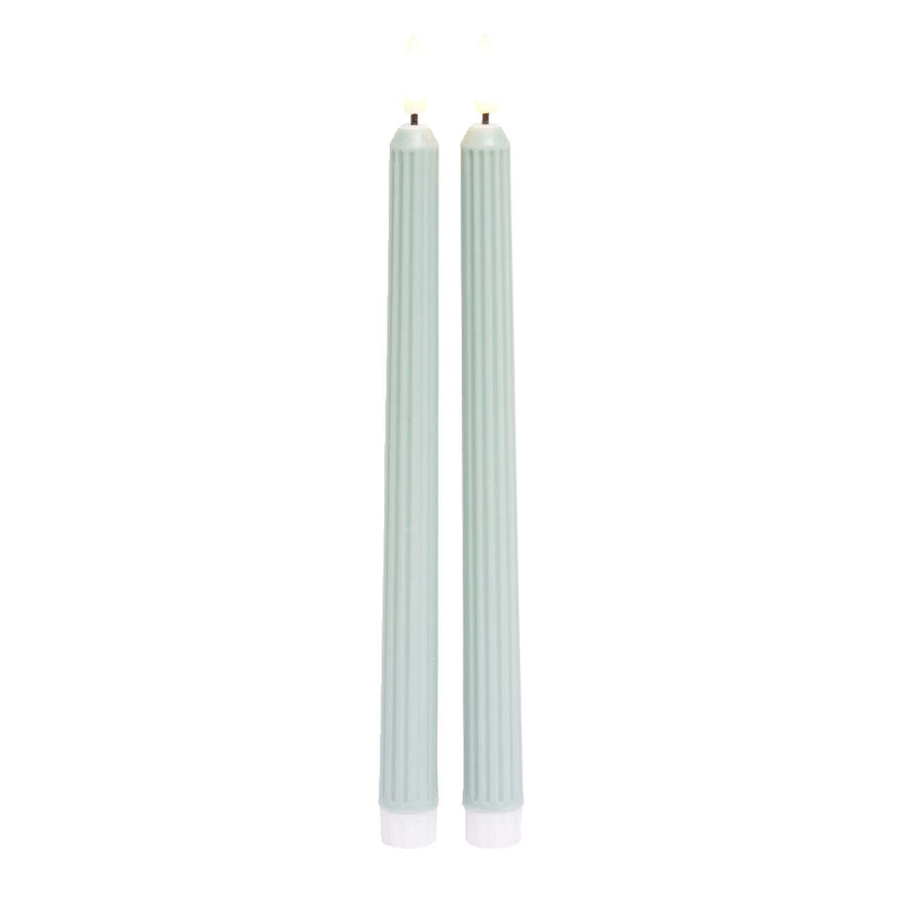 Lot de 2 bougies chandelles LED vertes Ø2,2xH22,5cm