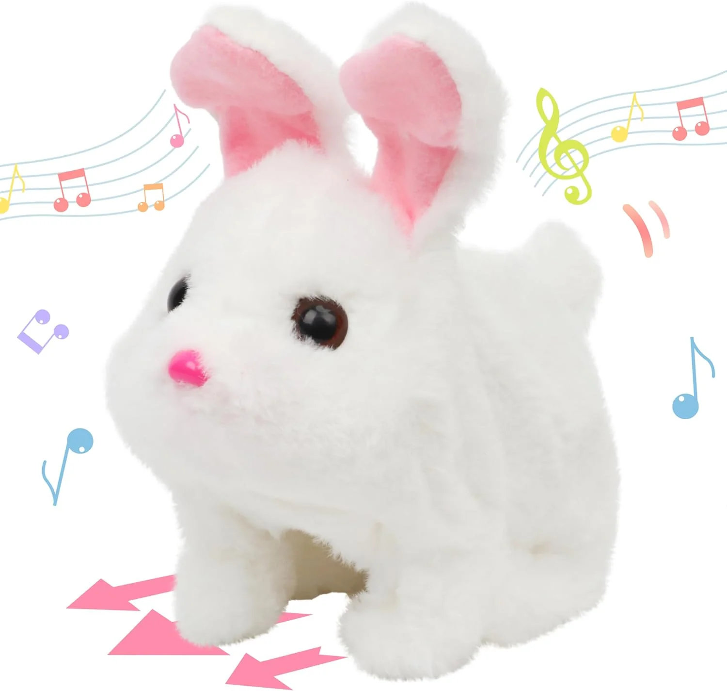 Interactive Hopping Rabbit Electronic Plush Bunny Toy with Sounds and Movements, 7'' Brown