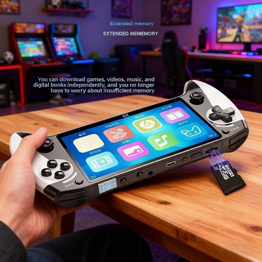 Retro Handheld Game Console with 5.5-Inch HD Screen, 20000+ Built-in Games, TV Output & Bluetooth Support