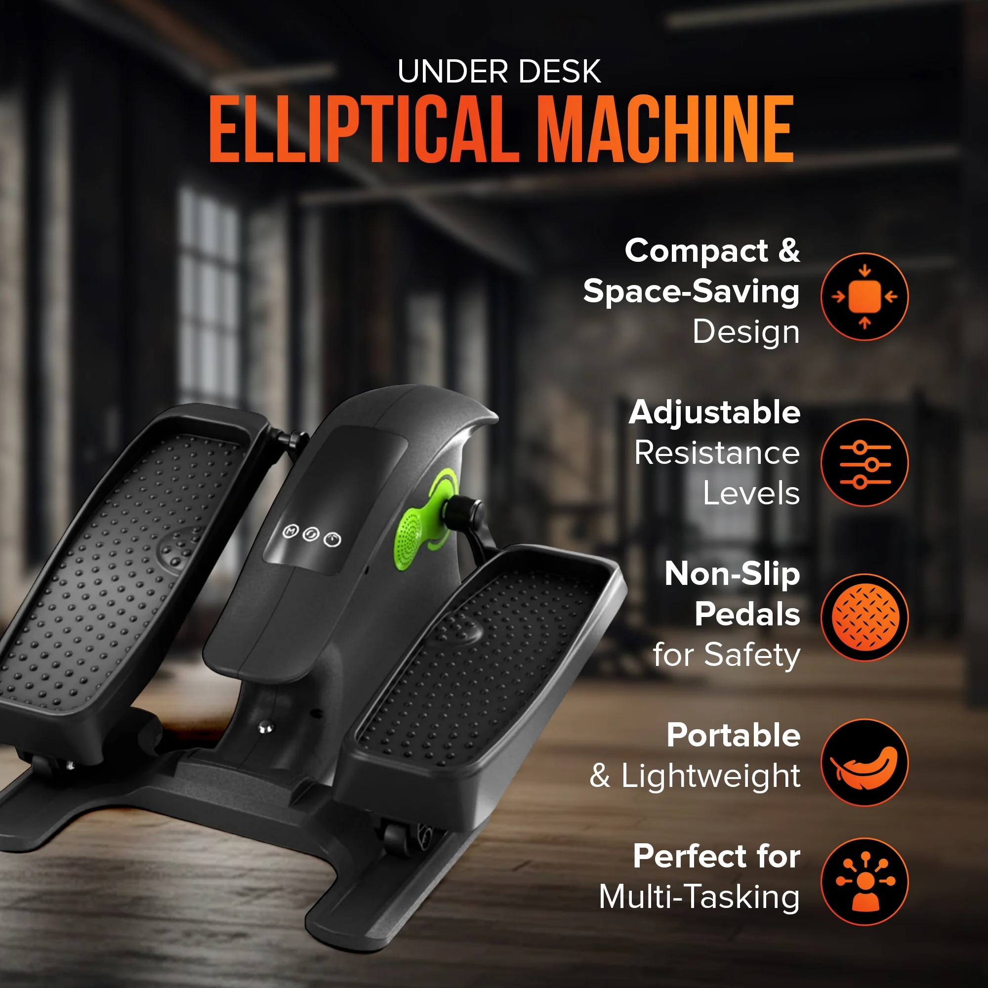 Cardio Flex Under Desk Elliptical Machine Seated Pedal Exerciser for Home or Office