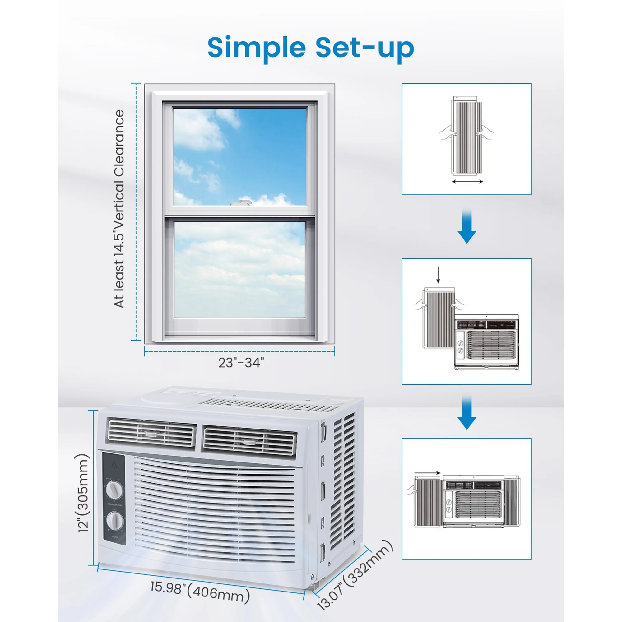 115V Mechanical Window-Mounted Air Conditioner 5,000 BTU, White(5,000 BTU) - Image 9