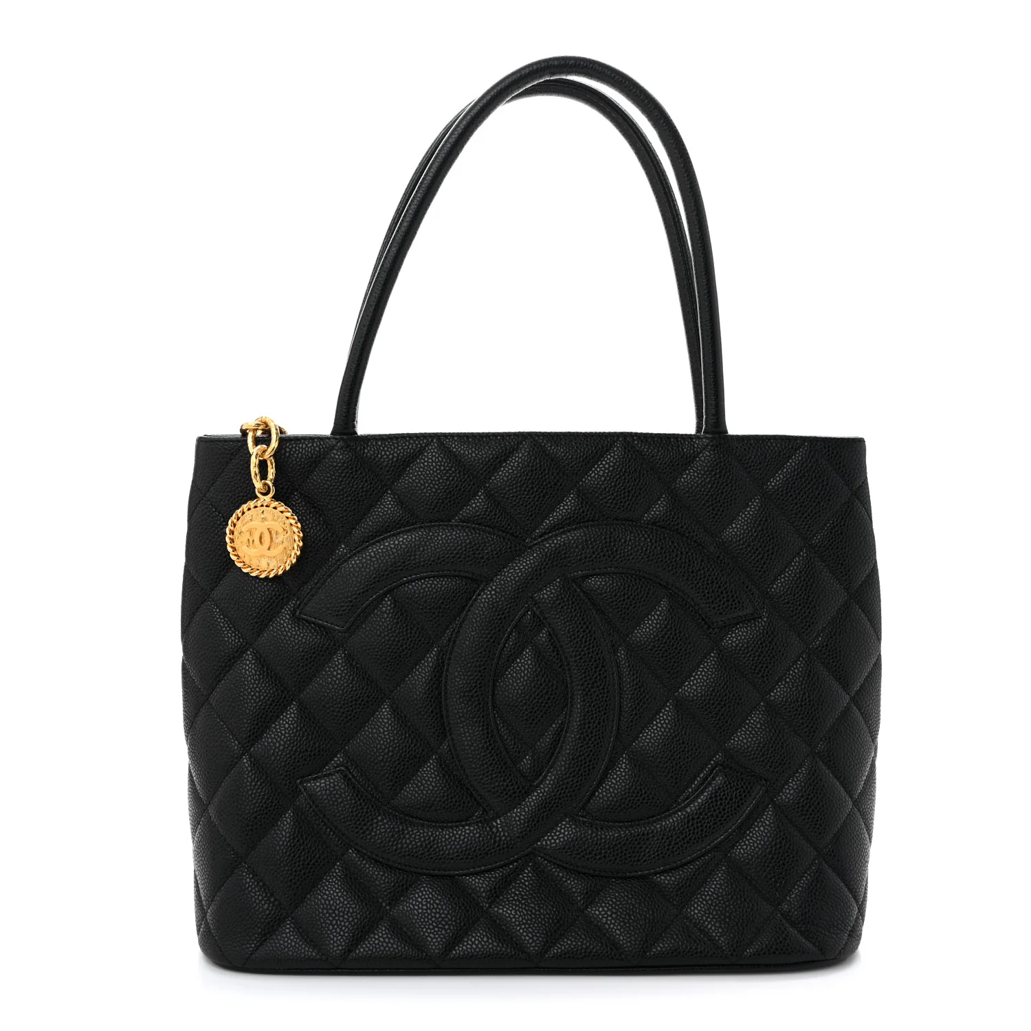 Caviar Quilted Medallion Tote Black