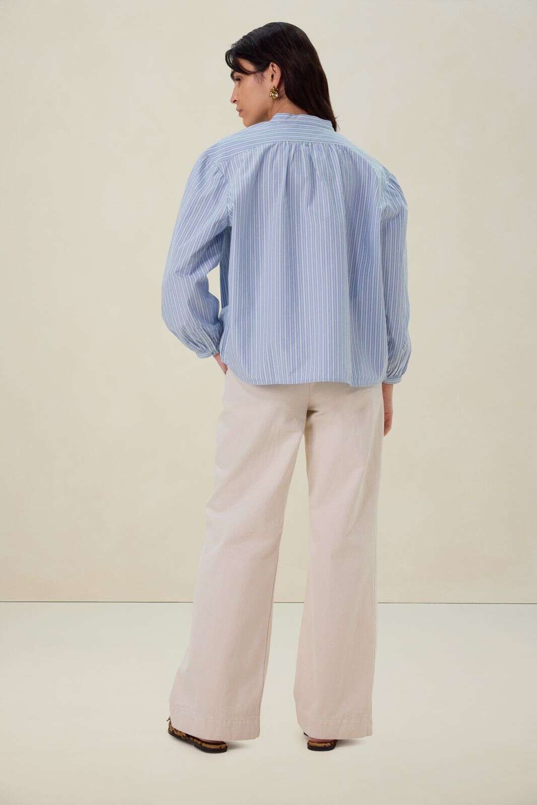 Blauwe gestreepte blouse