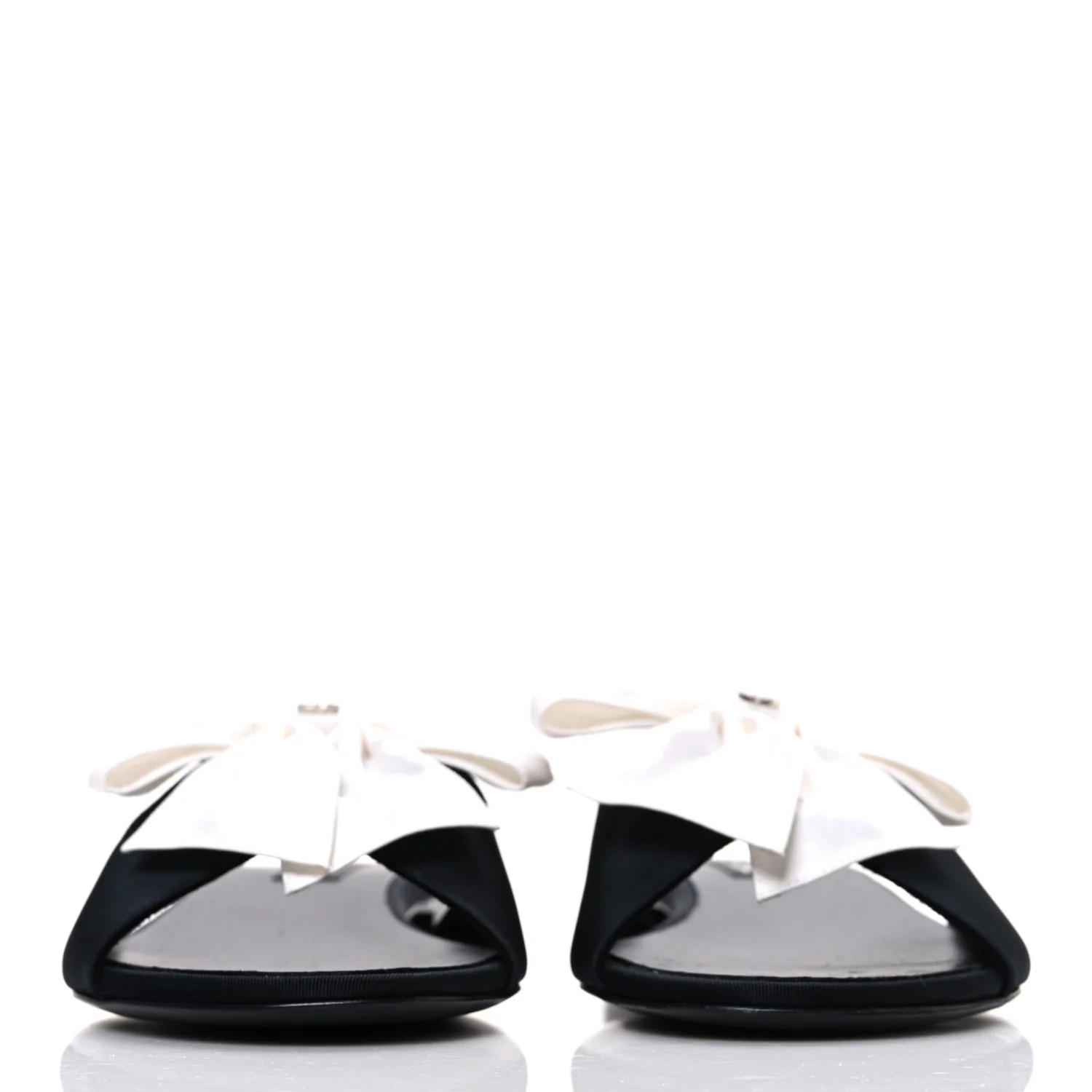 Silk Bow CC Mules 41 Black White