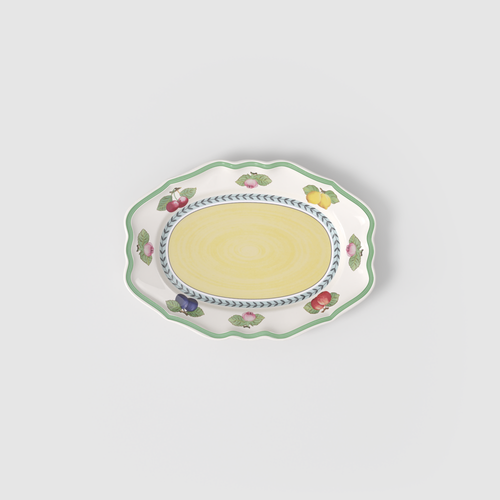 French Garden Serving Platter - Multi-colored, 14.5'' x 10.4'', Premium Porcelain