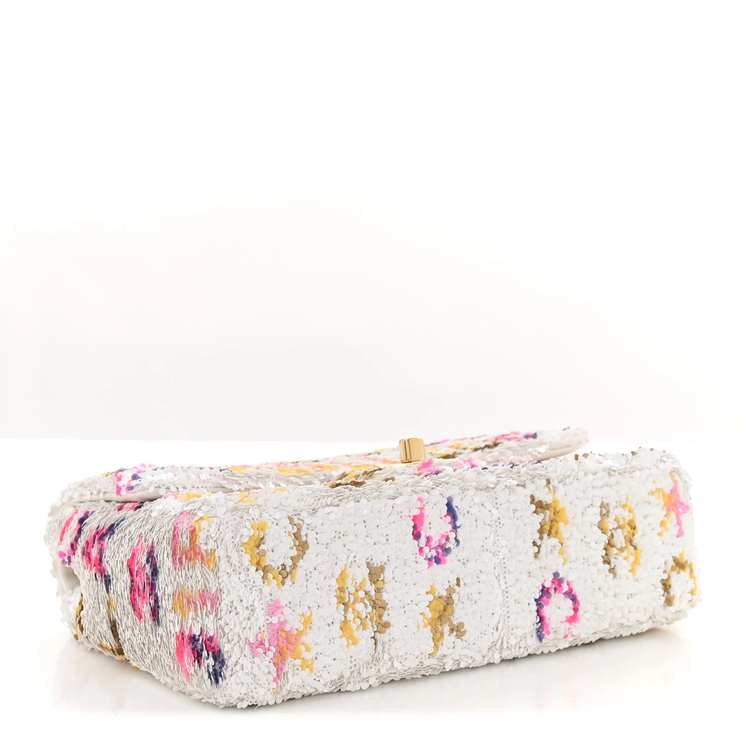 Sequin Logo CC Small Single Flap White Multicolor