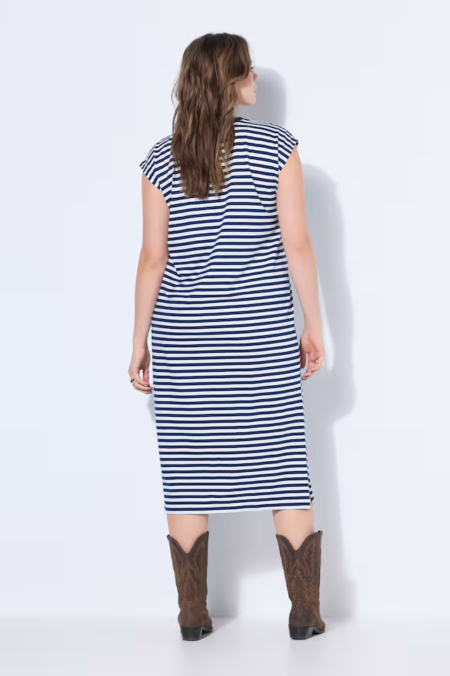 Stripe Print Cotton Knit Dress
