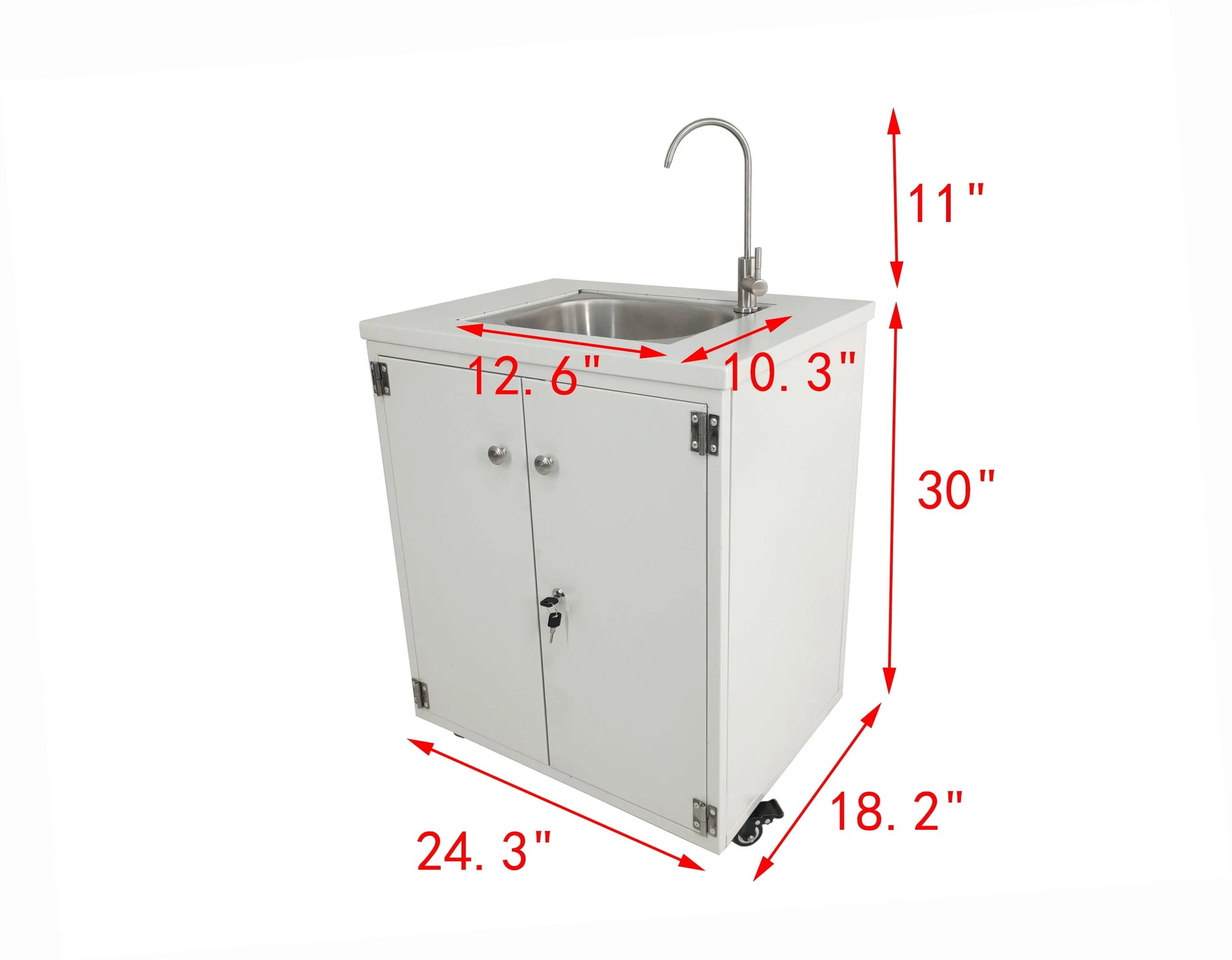 Cabinet Portable Sink Self Contained Hand Wash Station Mobile Sink Water Fountain Water Supply 110V/12V Powered Built in Pump Water Jugs NOT included 24 X 18 X 30" CABINET SIZE 10094 Image 5