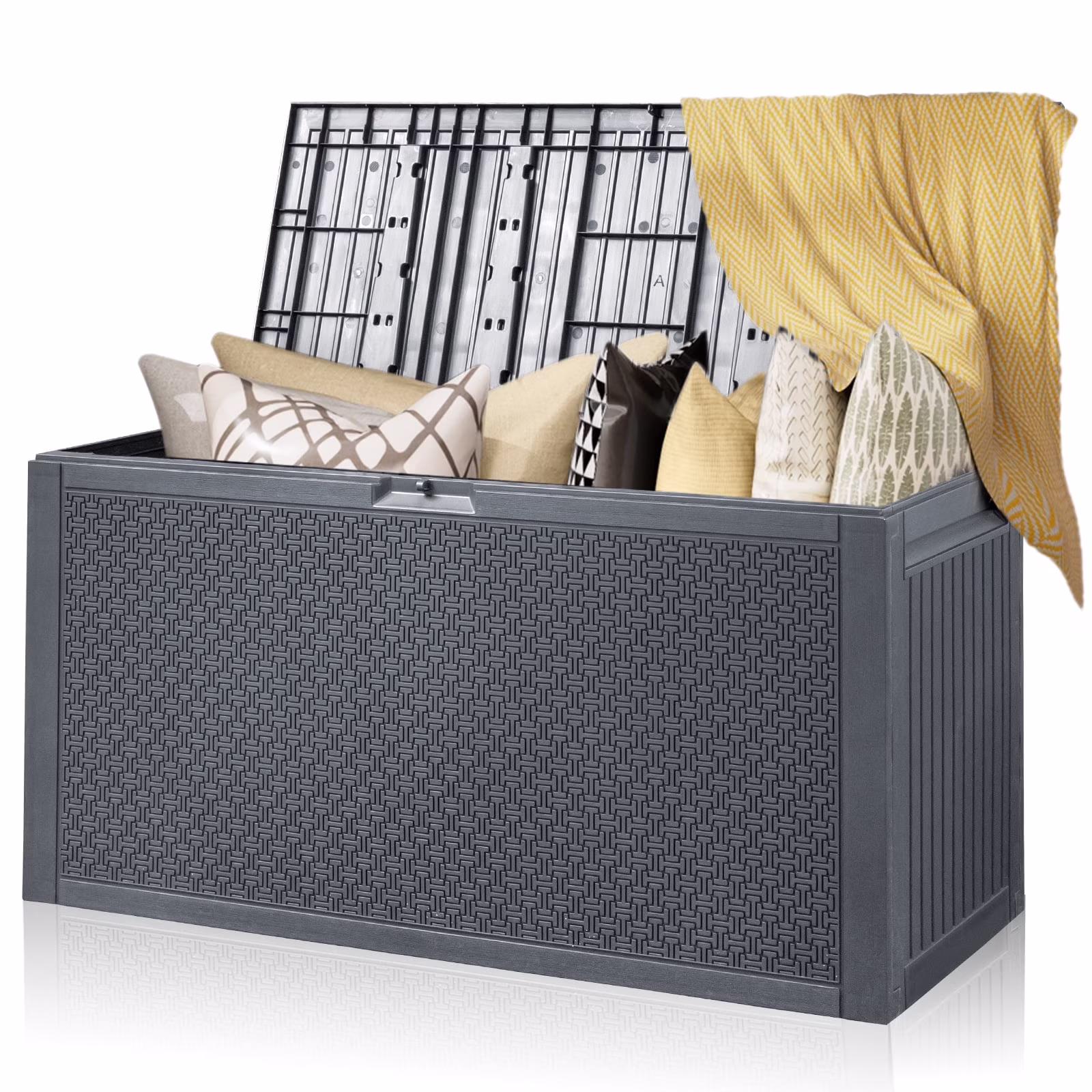 90 gal Outdoor Garden Plastic Storage Deck Box Gray(Gray)