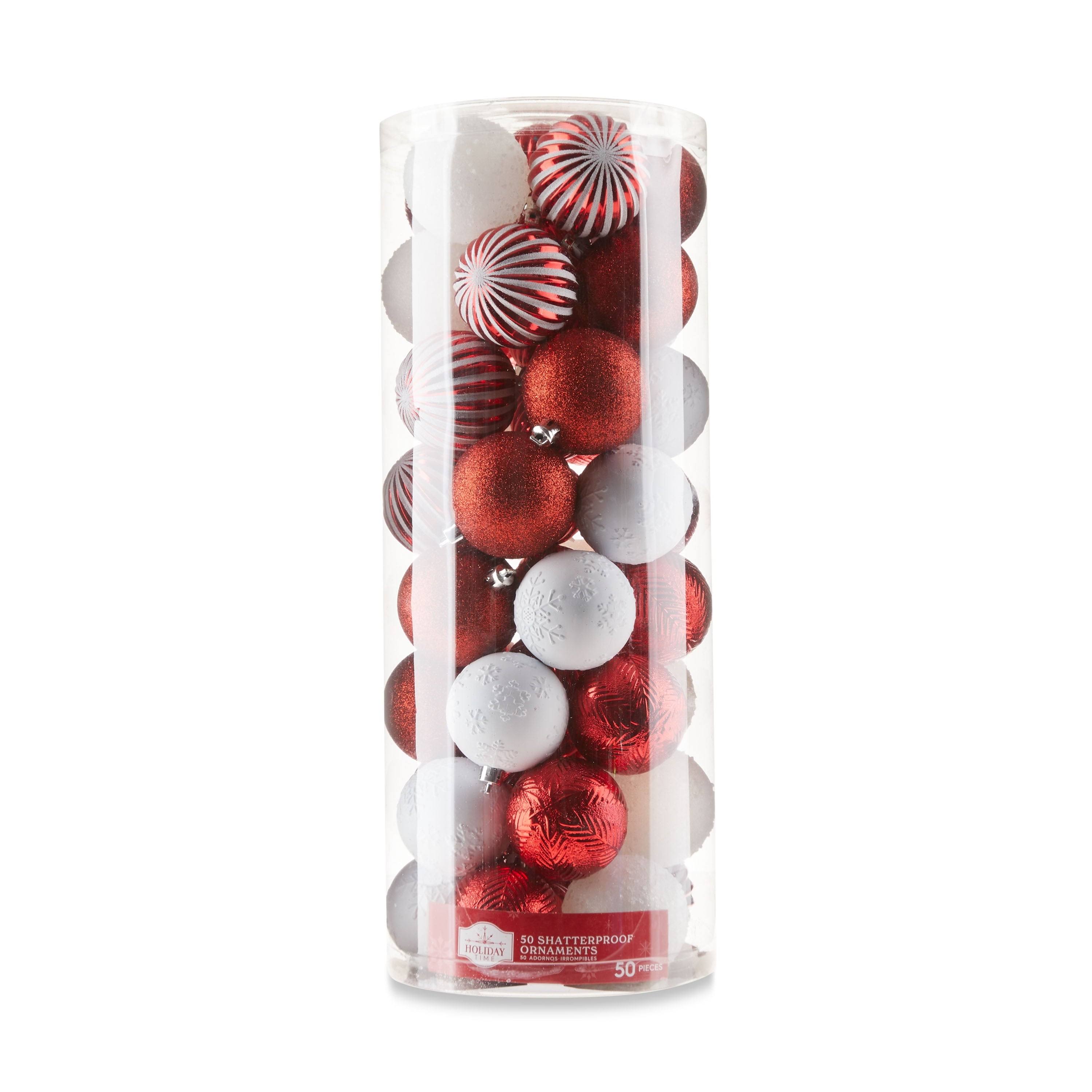 Red & White Shatterproof Christmas Ball Ornaments, 50 Count, by Holida