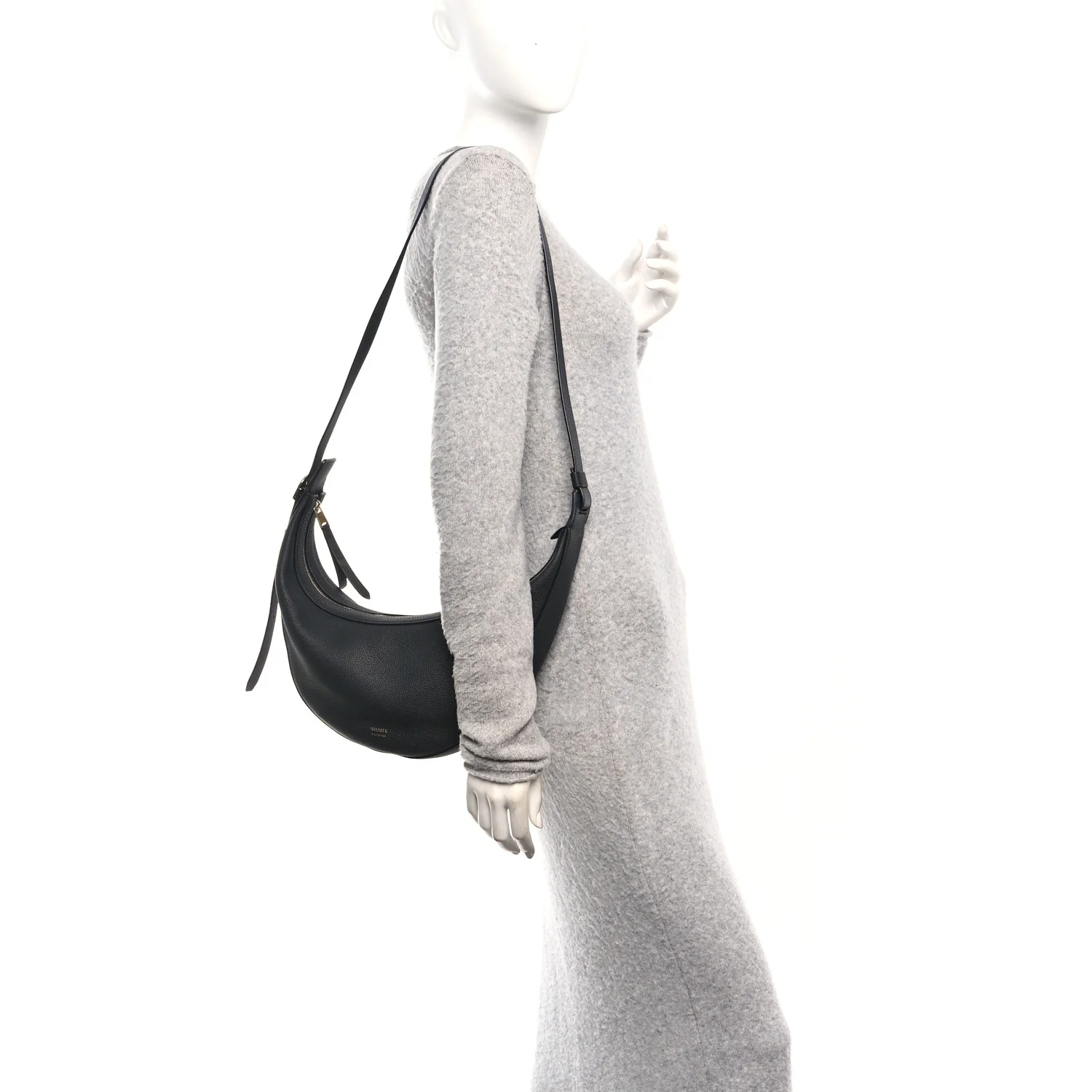 Pebbled Calfskin Augustina Hobo Black
