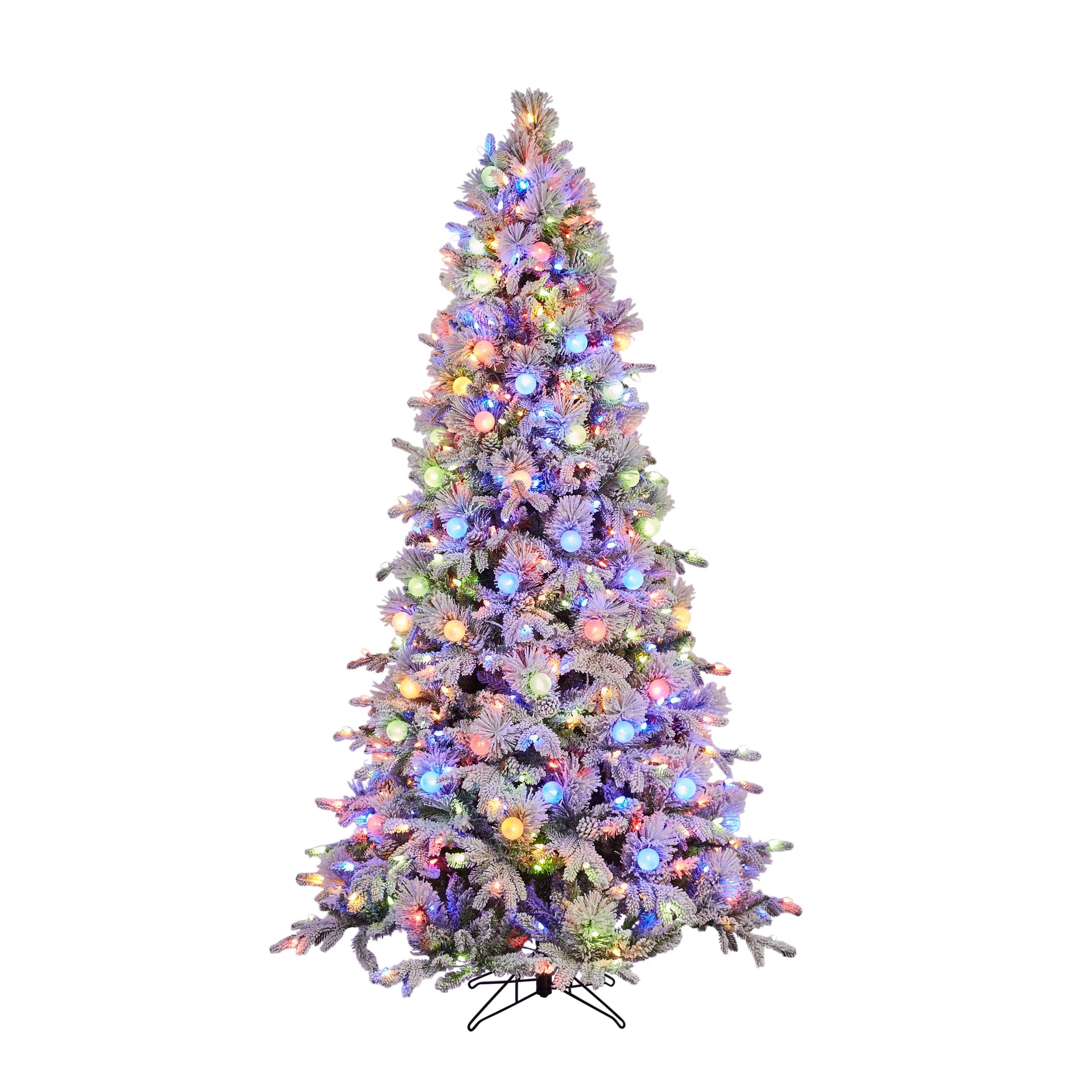 GE 7.5-ft Candlewood Pine Pre-Lit Flocked Artificial Christmas Tree with LED Lights | 20105LO