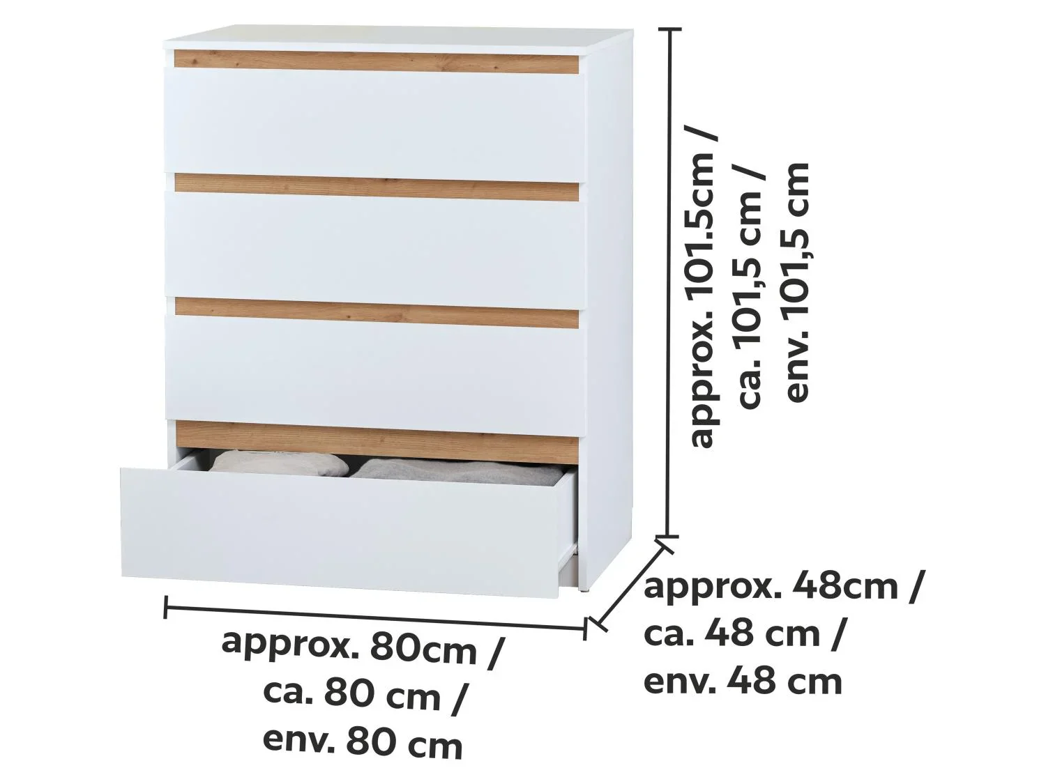 LIVARNO Commode Genve, 80 x 101,5 x 48 cm, blanche