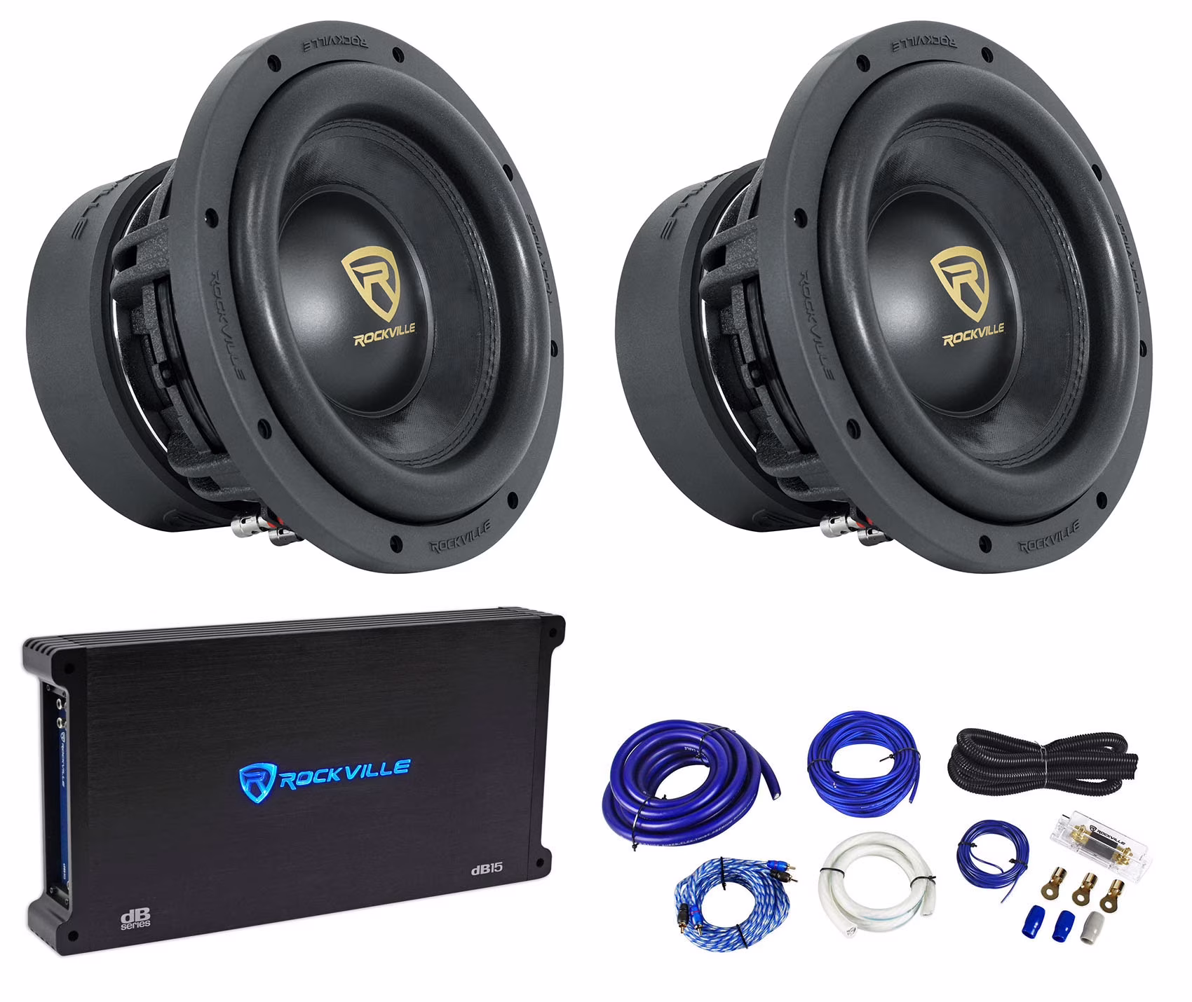 (2) W10K9D2 10" 6400 Watt Car Subwoofers+Mono Amplifier+Copper Amp Kit