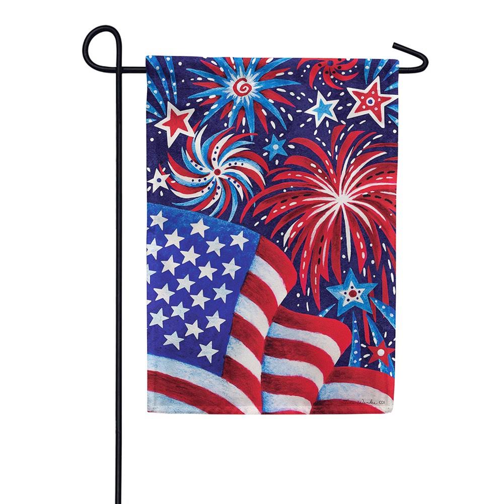 Fireworks and Flag Decorative Flags Garden